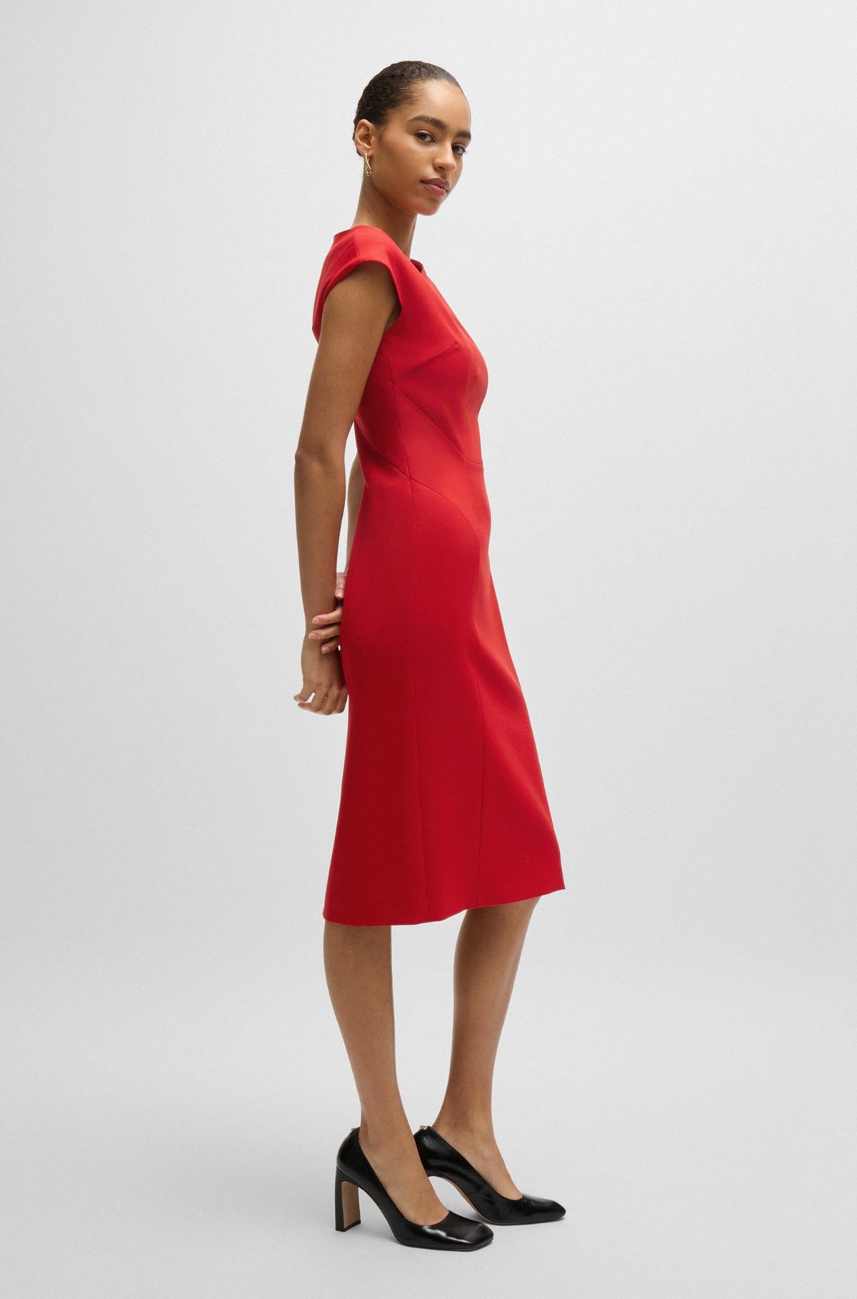 CAP-SLEEVE DRESS IN WOOL TWILL - 6
