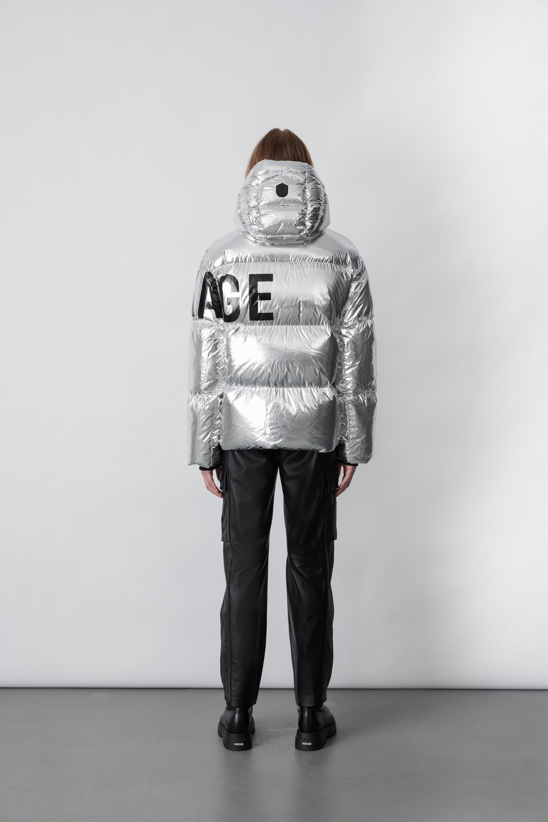 KENT metallic light down jacket with lettermark - 2