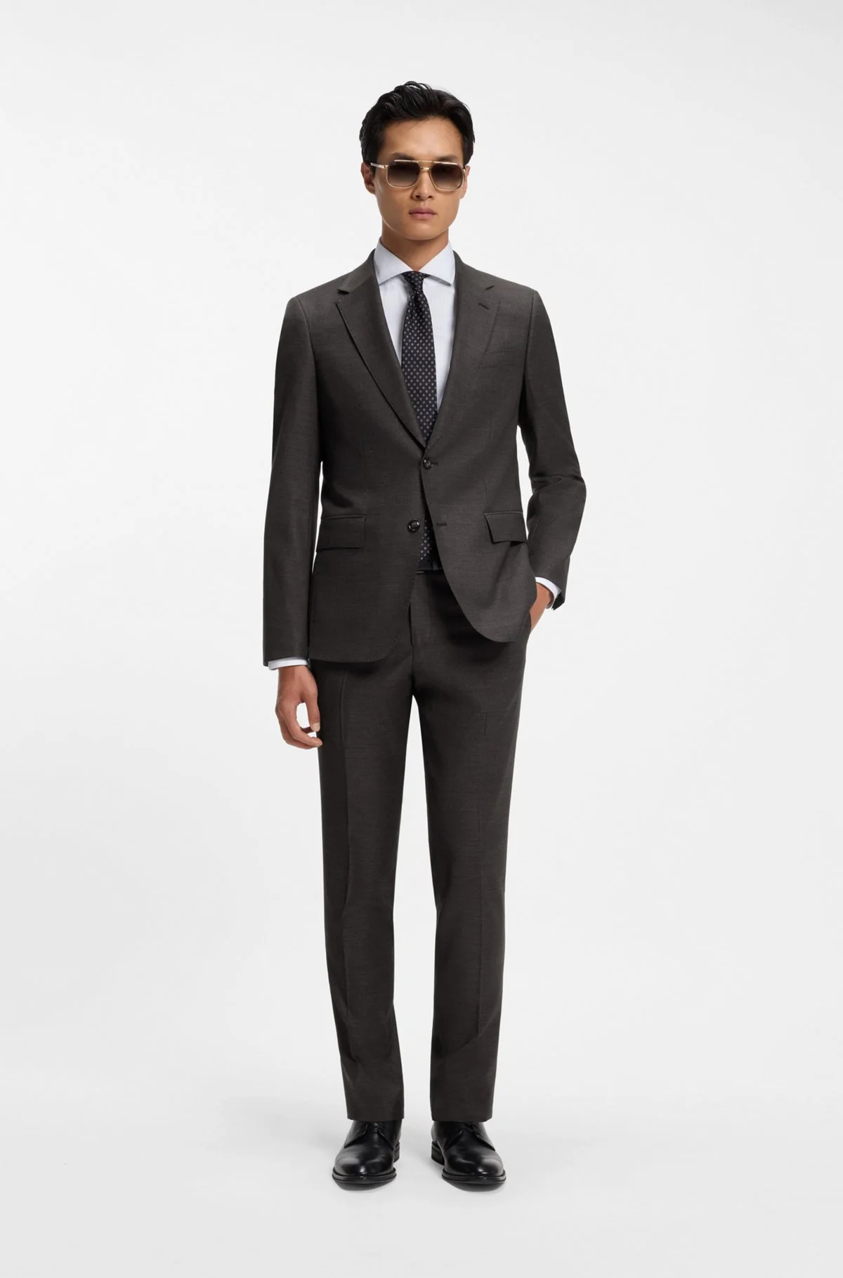 TWO-PIECE SLIM-FIT SUIT IN PATTERNED STRETCH WOOL - 1