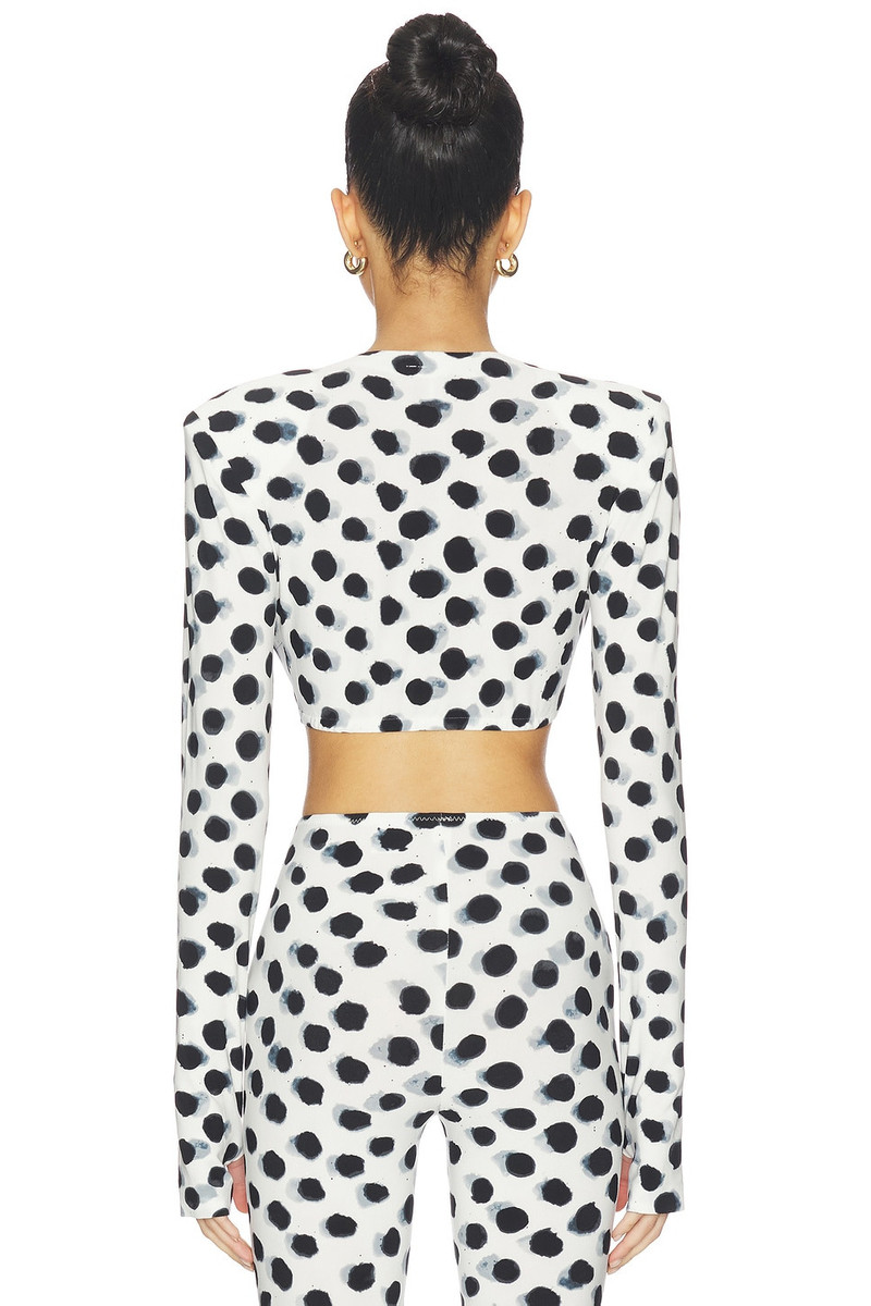 NORMA KAMALI Cropped Long Sleeve Shoulder Pad Top outlook