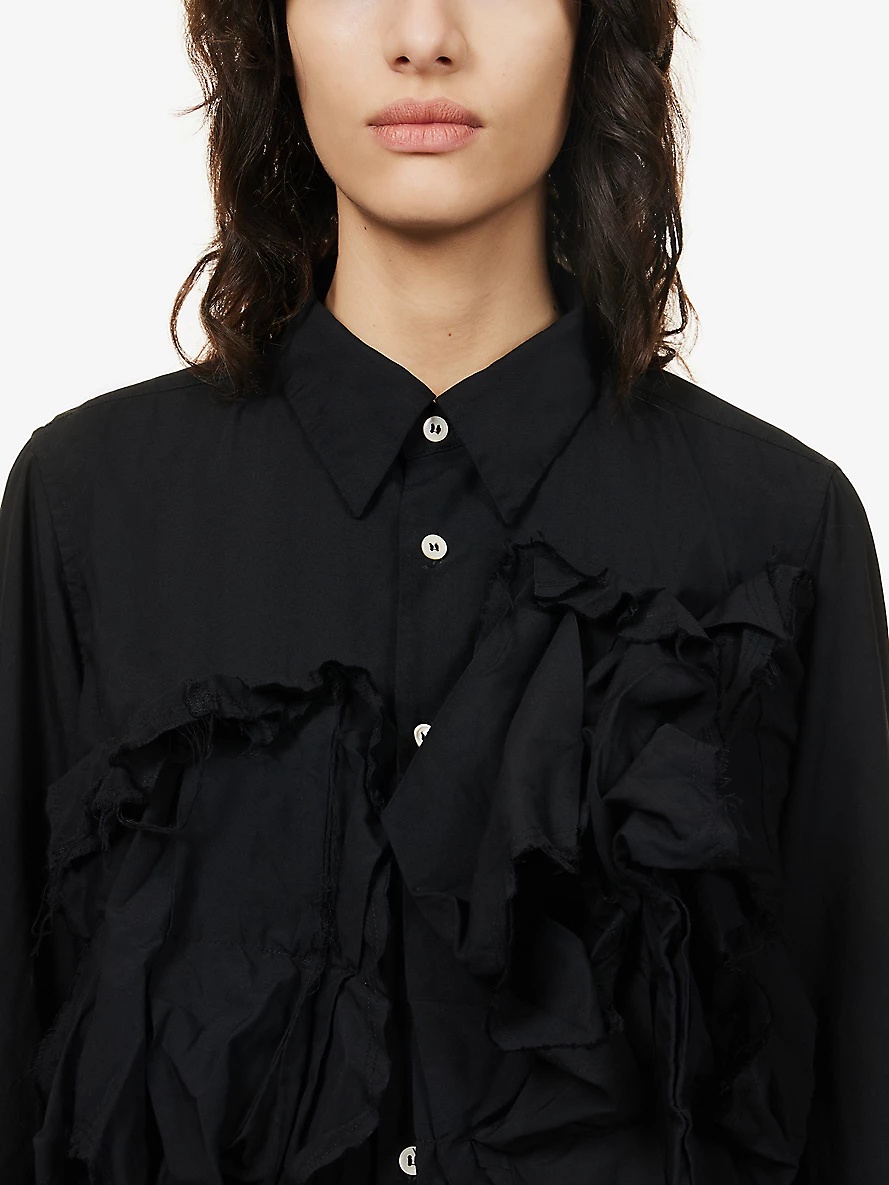 Ruffled raw-trim woven shirt - 5