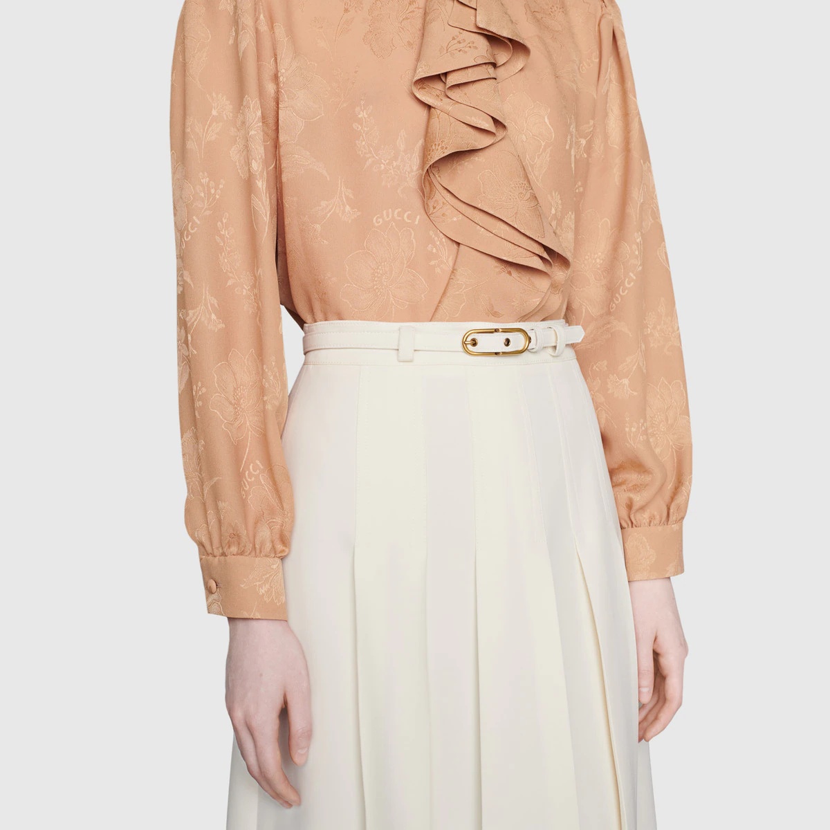 Cady crêpe pleated skirt - 5