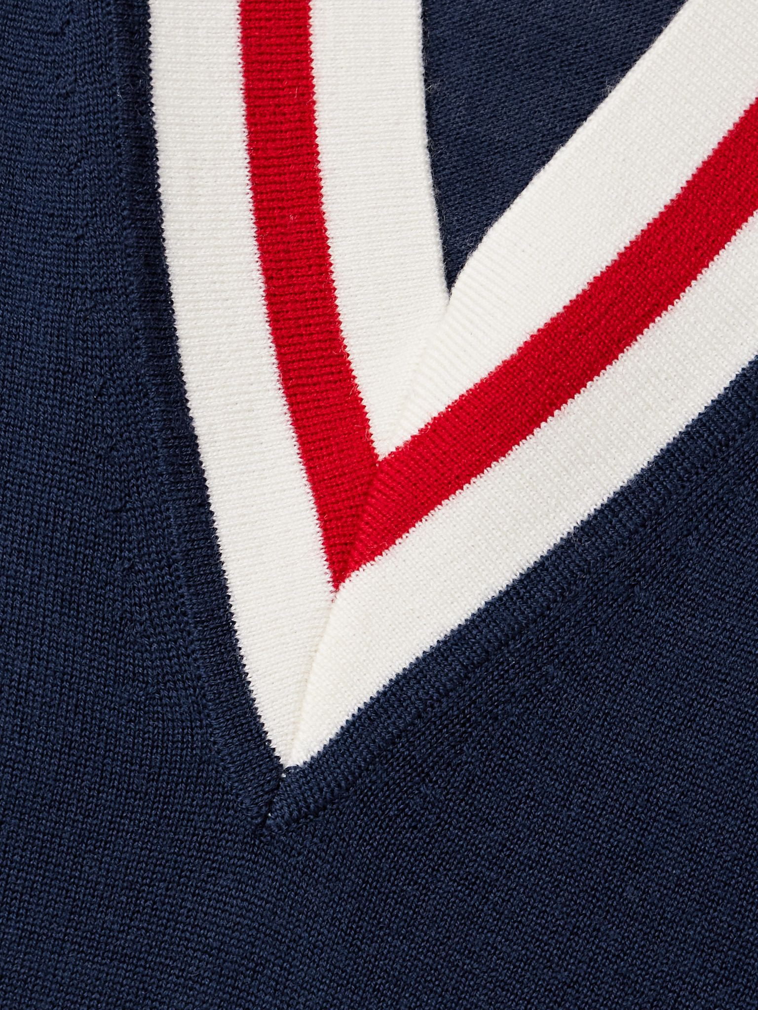 Embroidered striped merino wool sweater Navy - 5