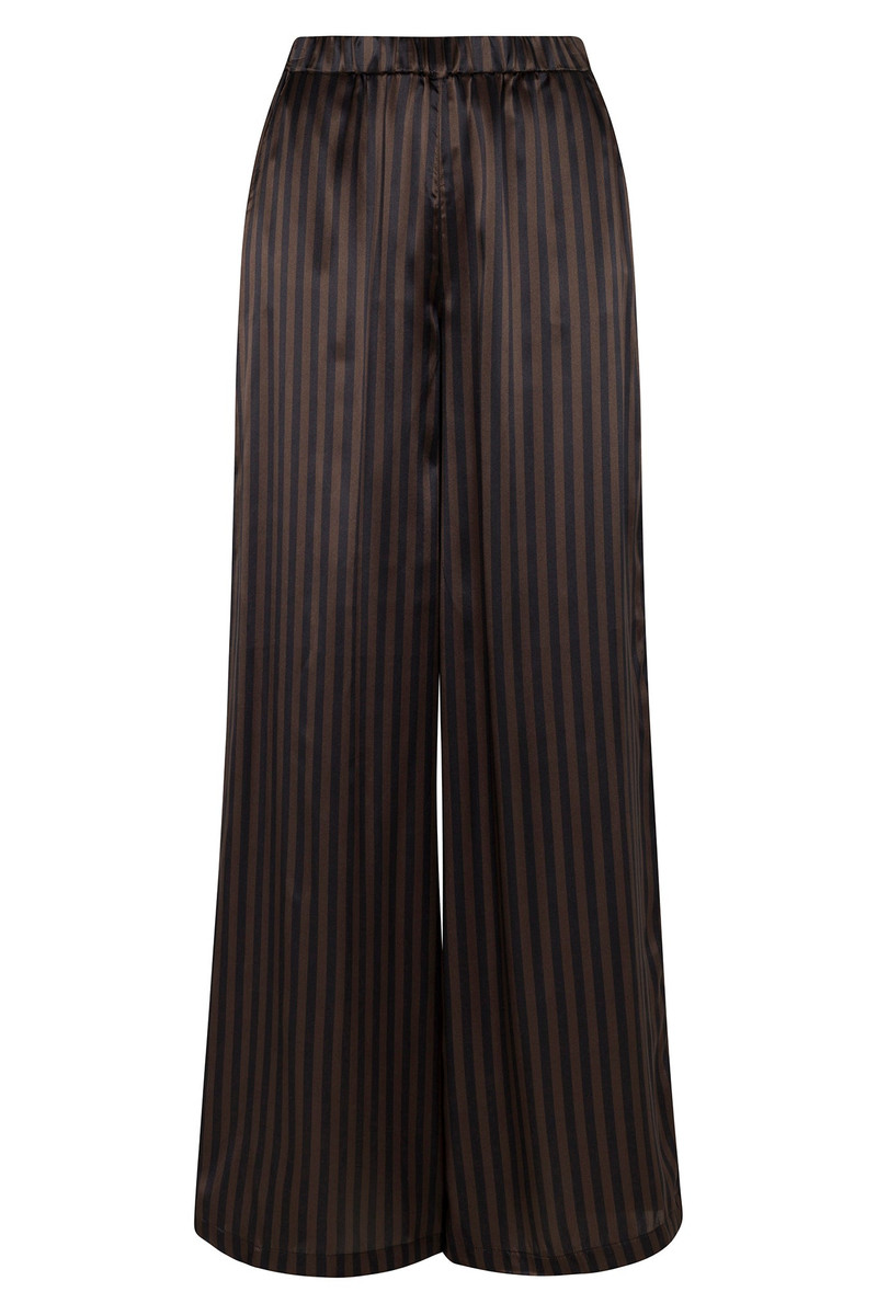 AMERICANO STRIPE SILK WIDE LEG PANTS 1
