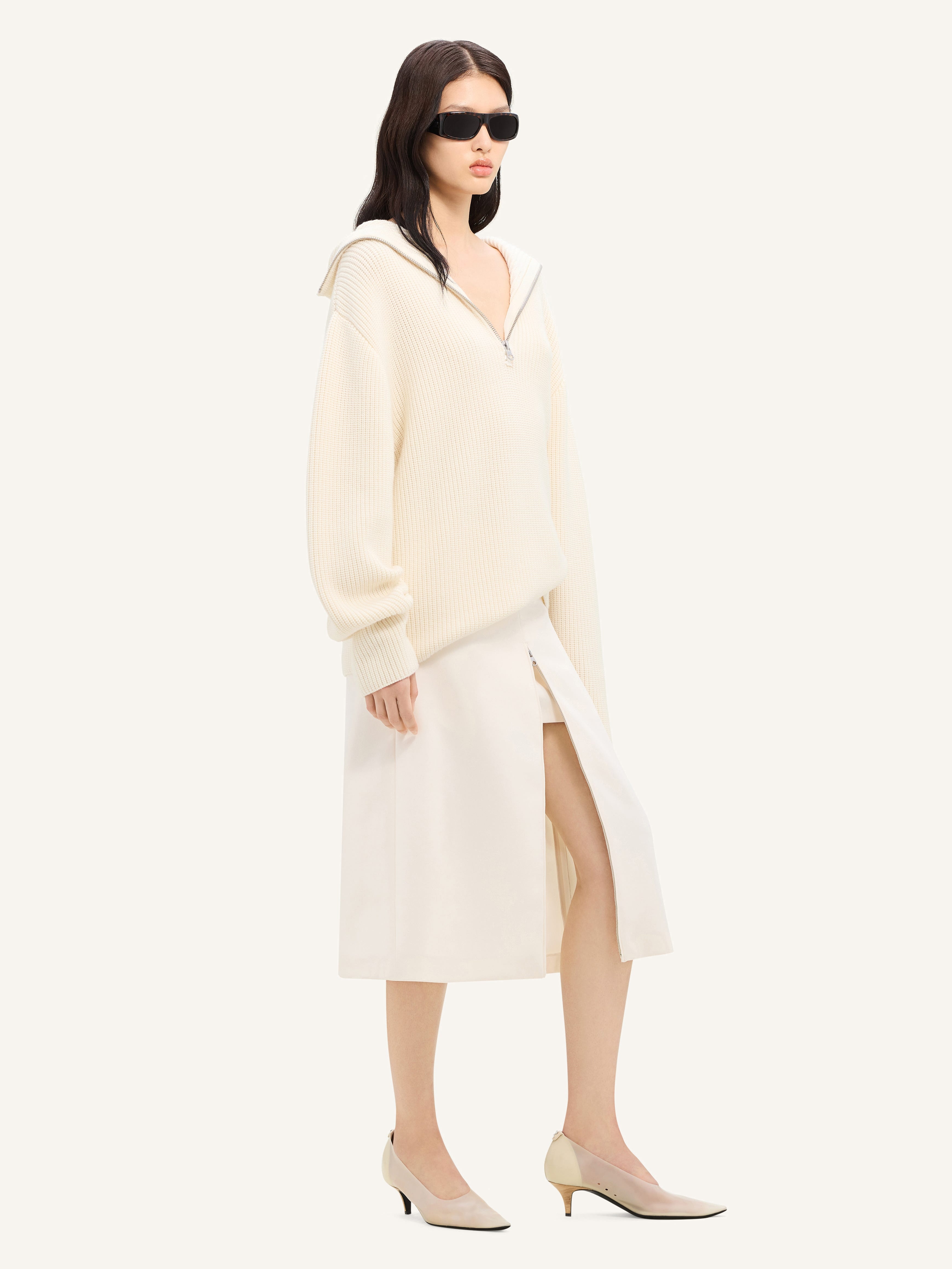 RIBBED WOOL HOODED SWEATER - 4