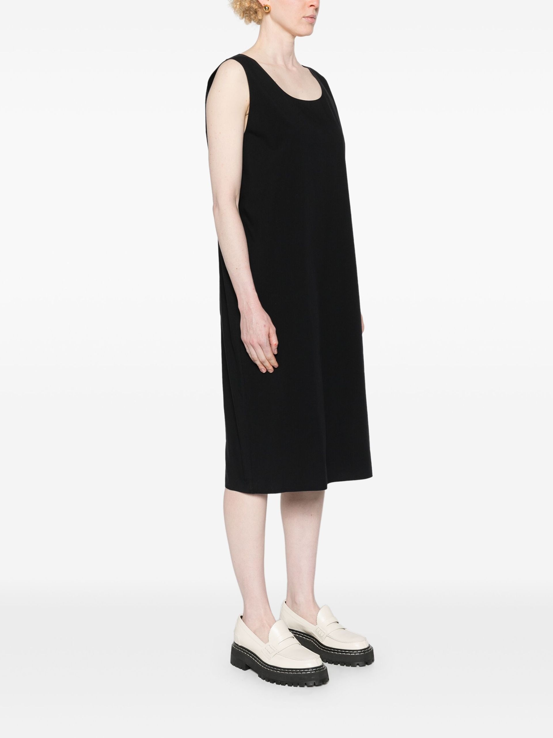 Black Lidia Cotton Midi Dress - 3