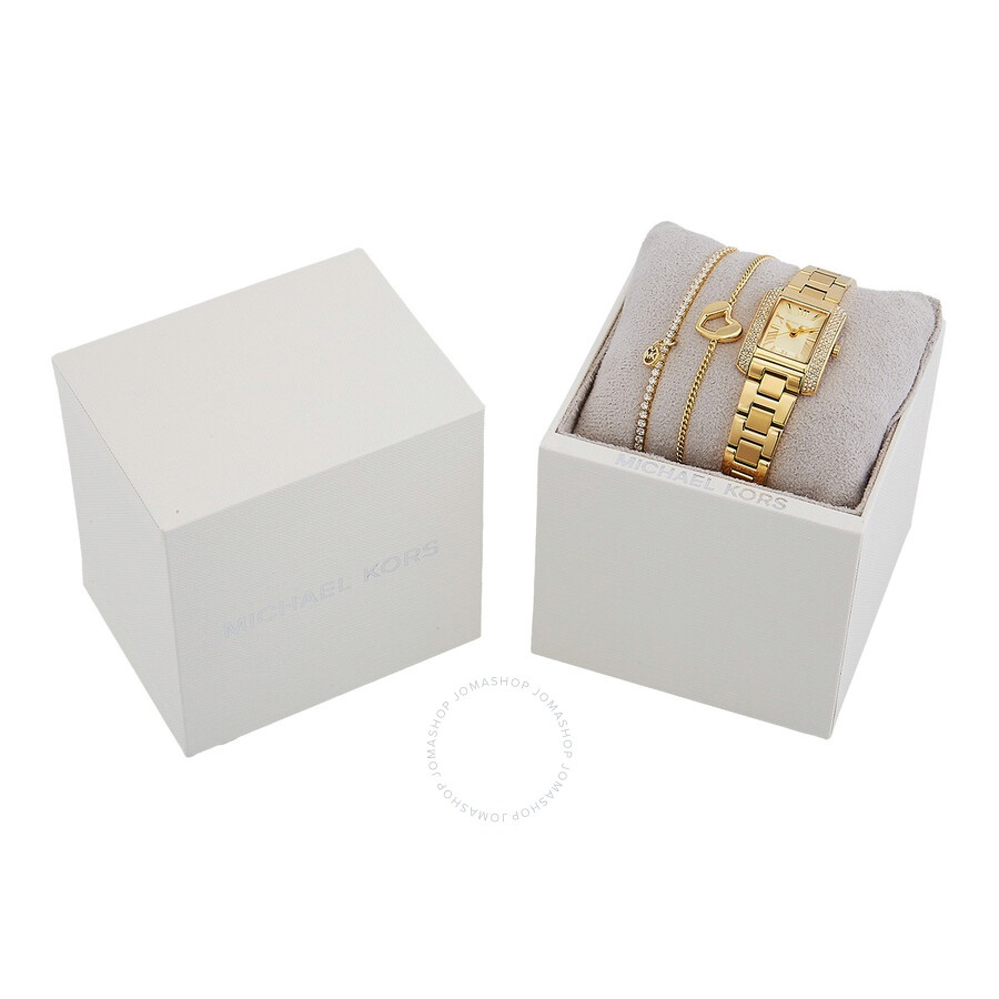 Michael Kors - Michael Kors Emery Quartz Gold Dial Ladies Watch and Bracelets Gift Set MK7510SET - 4