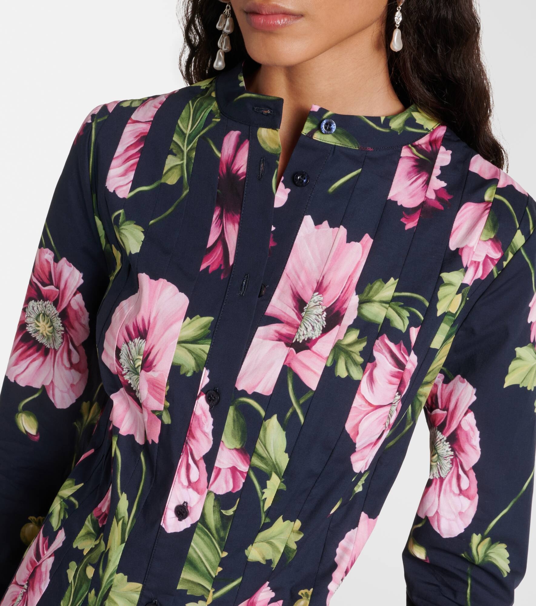 Floral cotton-blend midi dress - 4