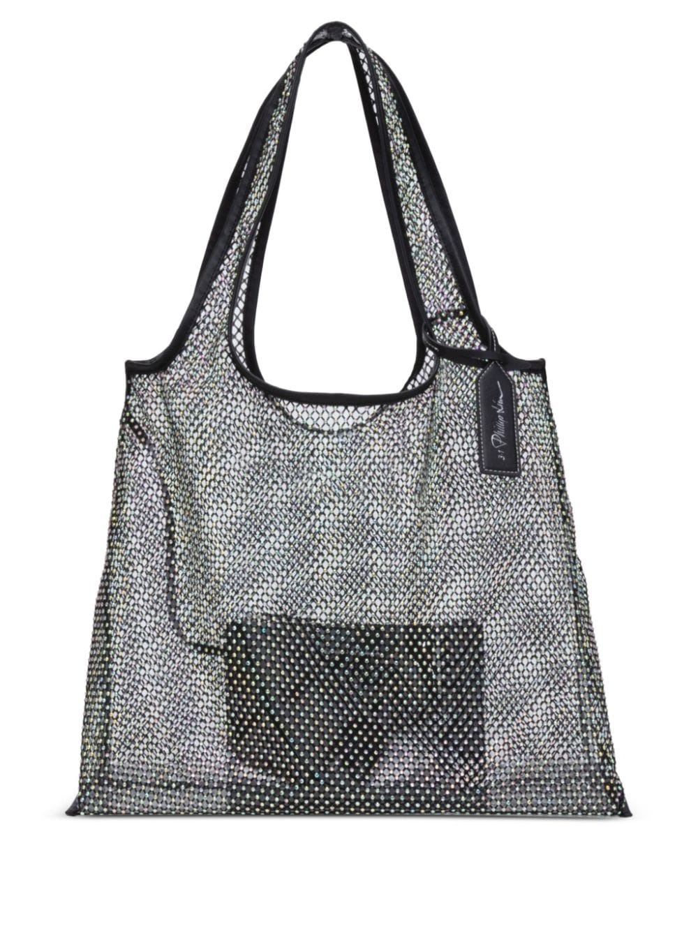 crystal-embellished leather shoulder bag - 1