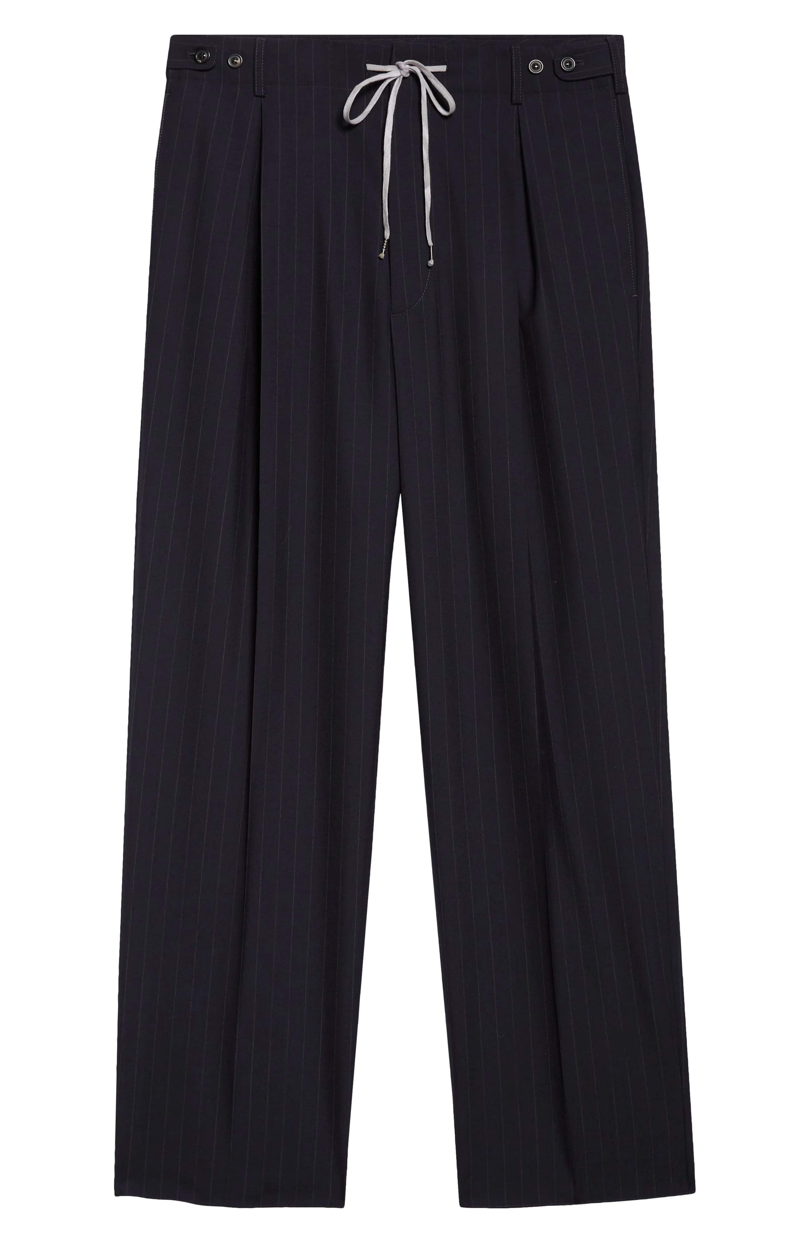 Maison Margiela Pleated Pinstripe Drawstring Waist Pants in Blue at Nordstrom - 1