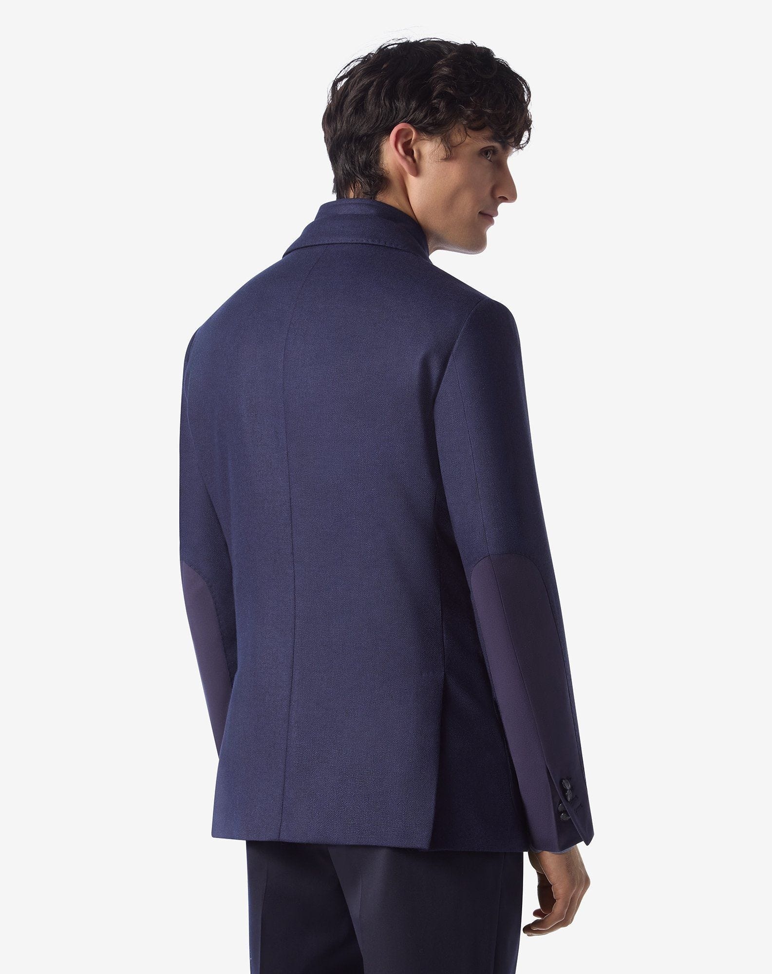 Royal blue silk and wool jacket with inner vest - 4