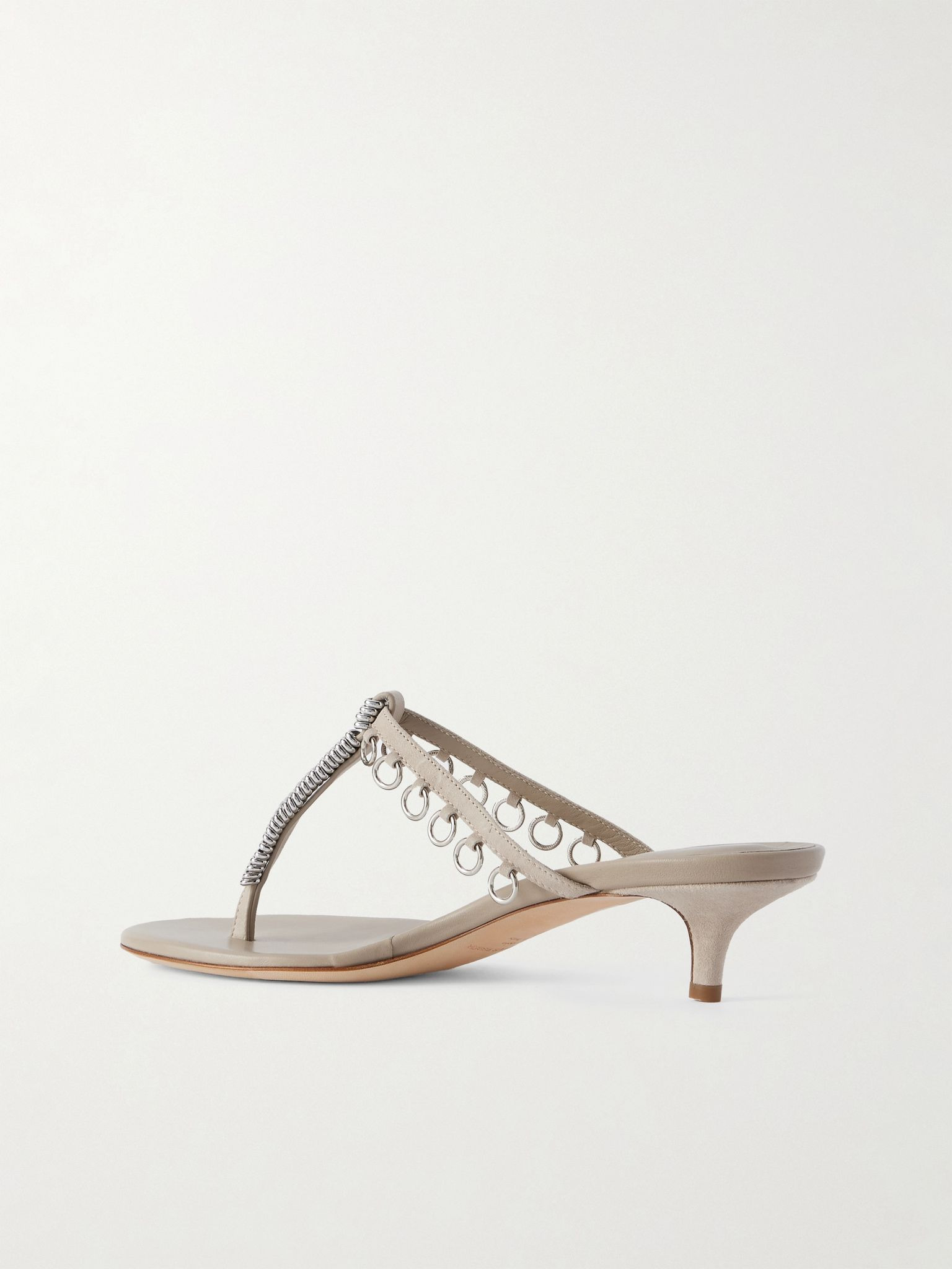 Pierced embellished suede sandals Beige - 3