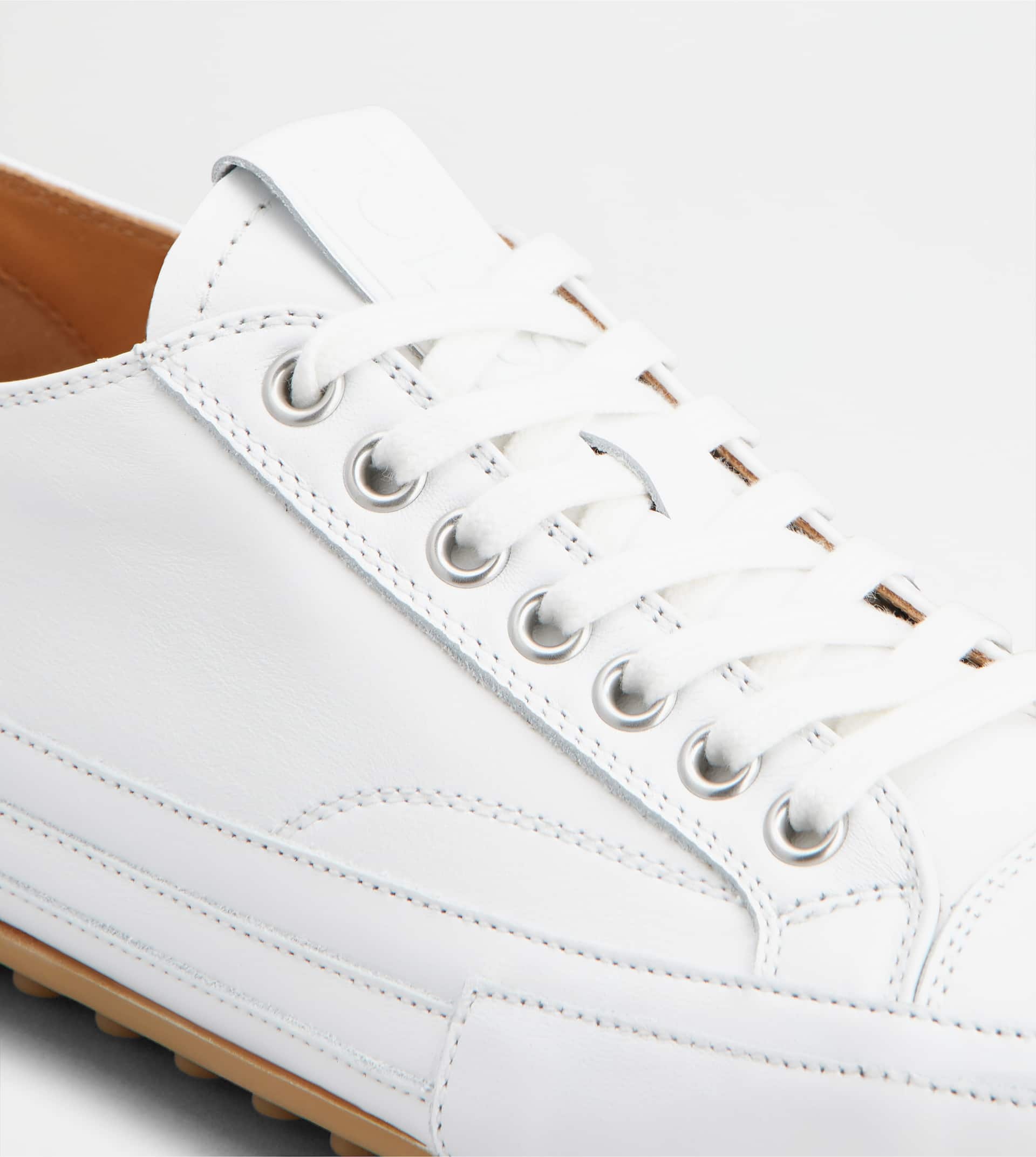 SNEAKERS IN LEATHER - WHITE - 5