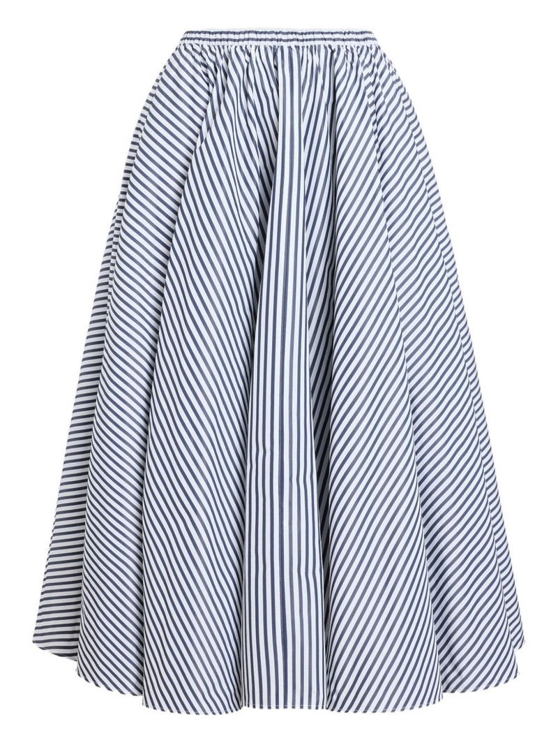 elasticated-waist striped midi A-line skirt 1