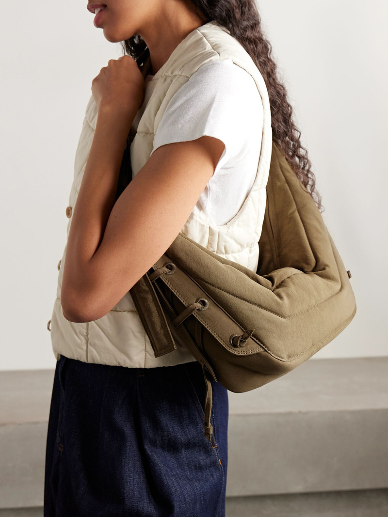 Lemaire Soft Game small quilted recycled canvas shoulder bag Sage green outlook