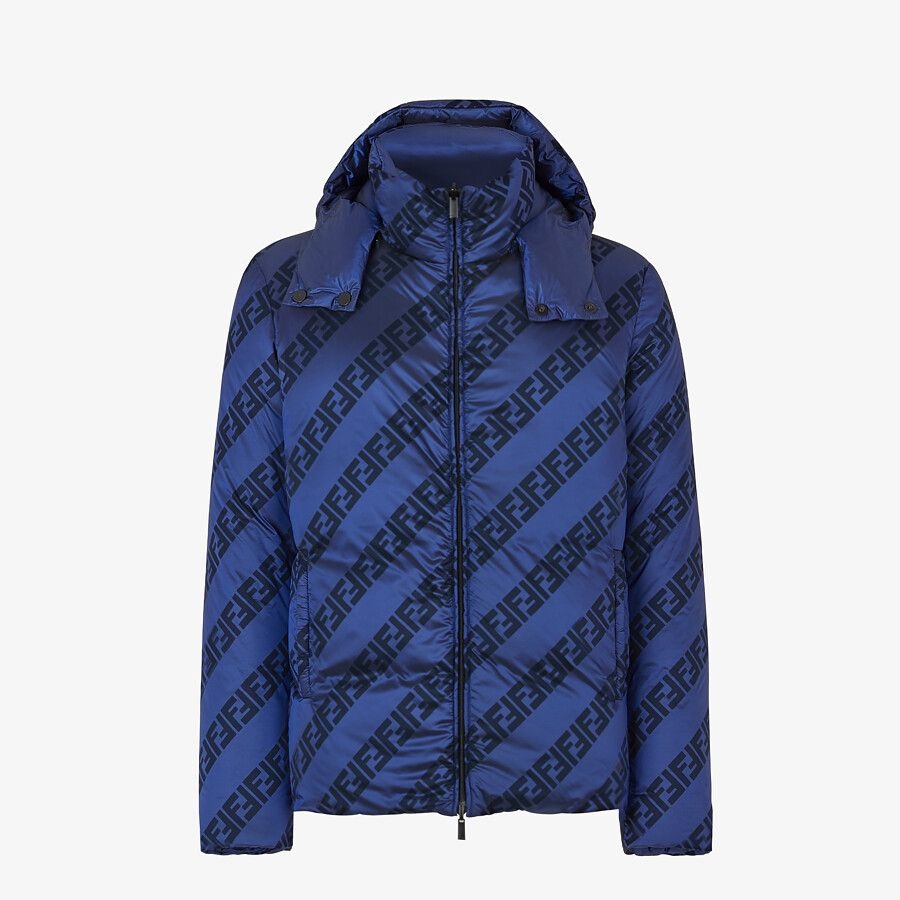 Blue nylon down jacket - 4