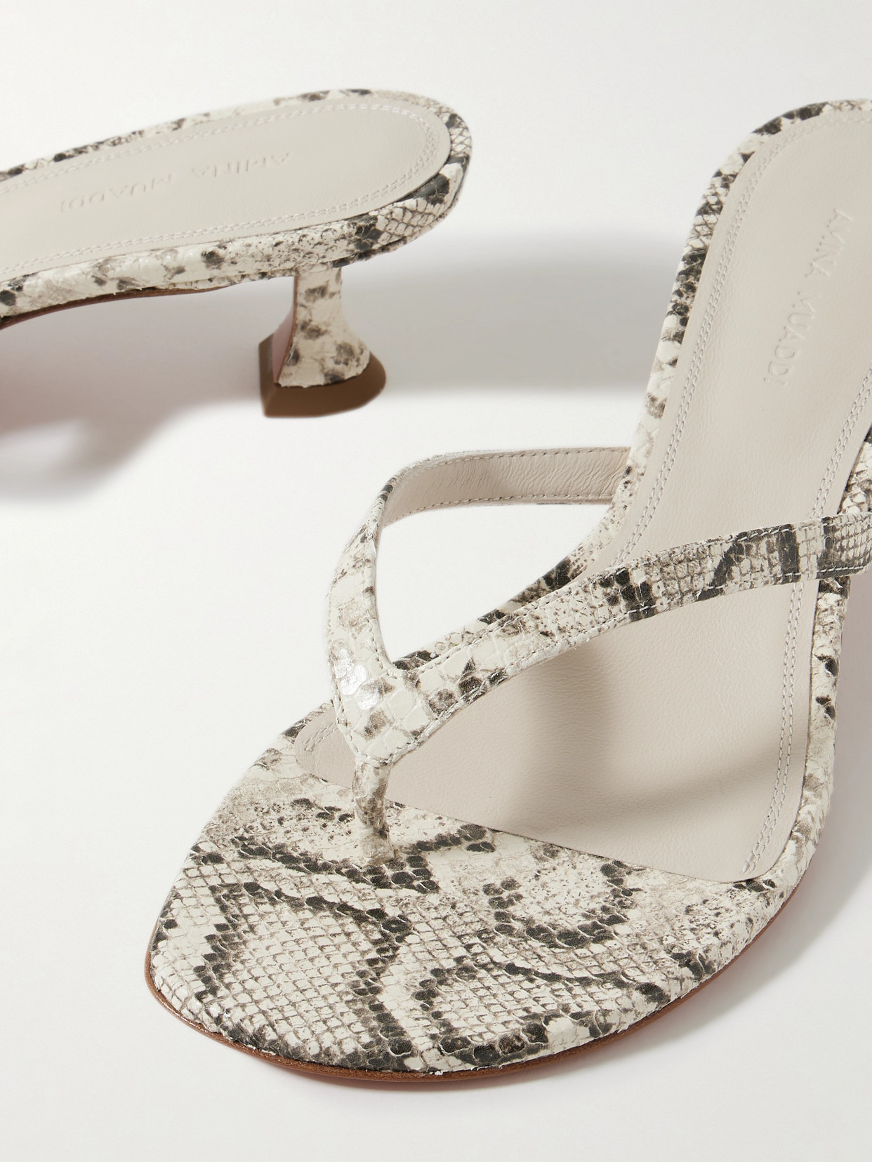 Juliette Snake-effect Leather Sandals - 4