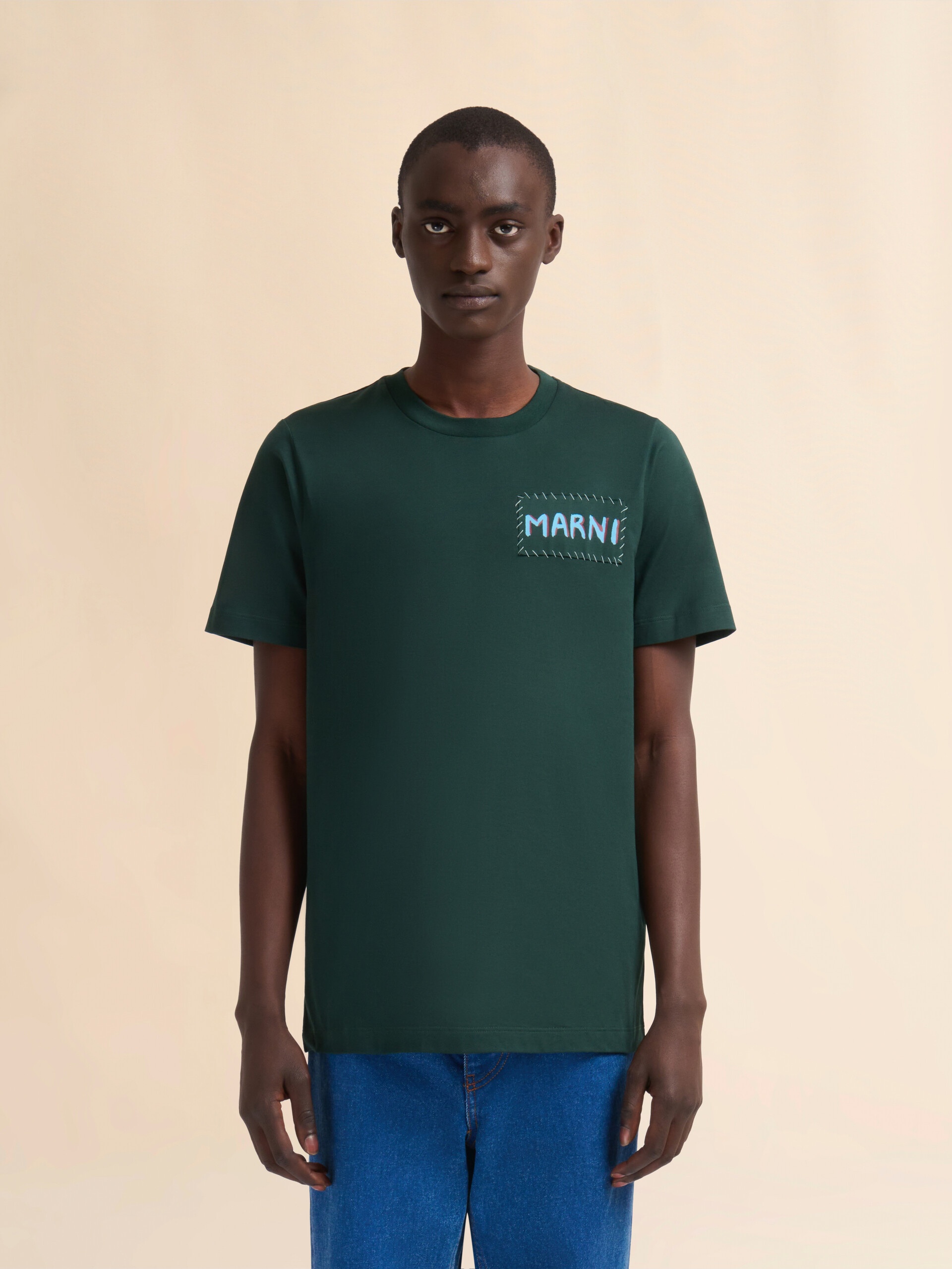 GREEN BIO COTTON T-SHIRT WITH MARNI PATCH - 2