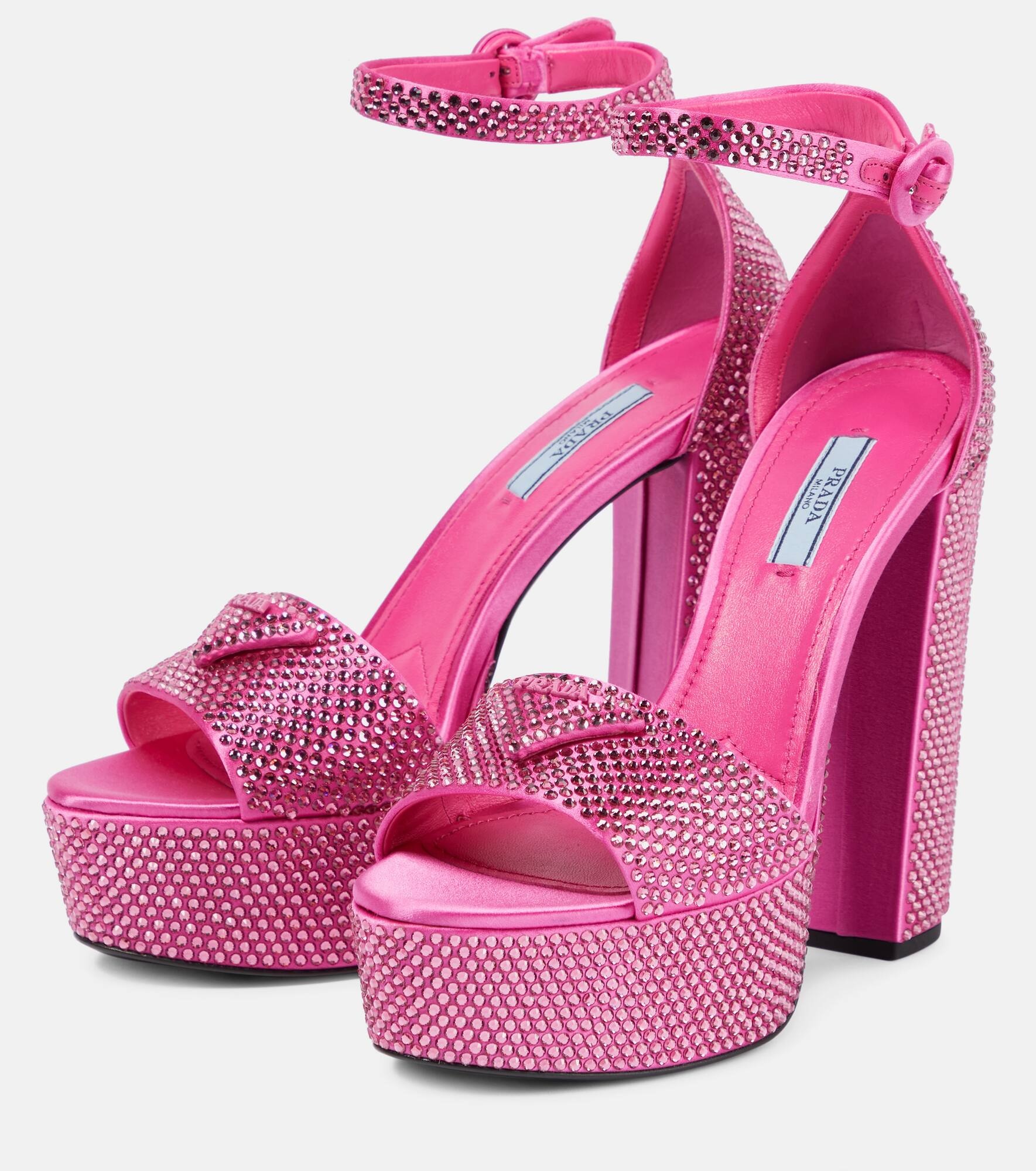 Embellished satin platform sandals - 5