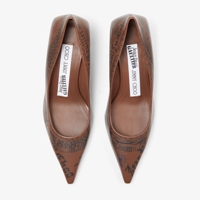 Jimmy Choo / Jean Paul Gaultier Pump 60 Clove Tattoo Print Leather Pumps 5