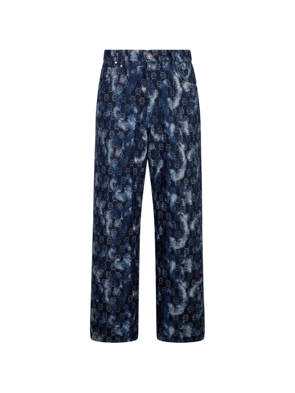 monogram-pattern denim jeans - 1