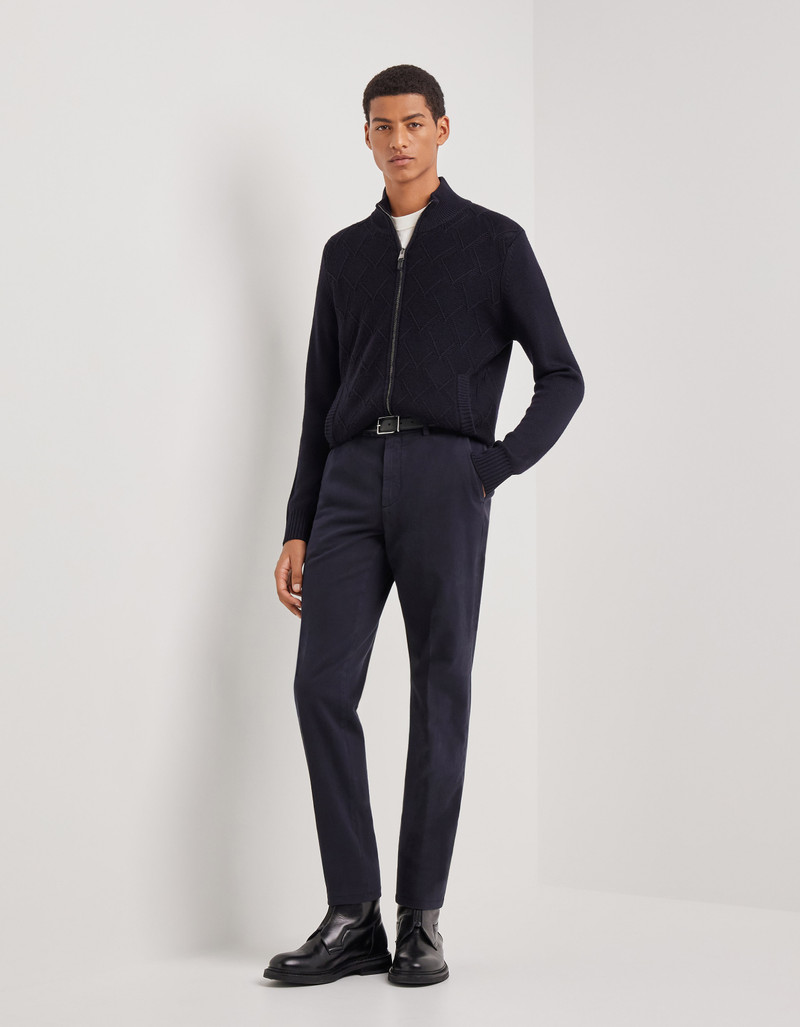 Canali CHINOS IN BLUE-BLACK GARMENT-DYED CASHMERE GABARDINE outlook