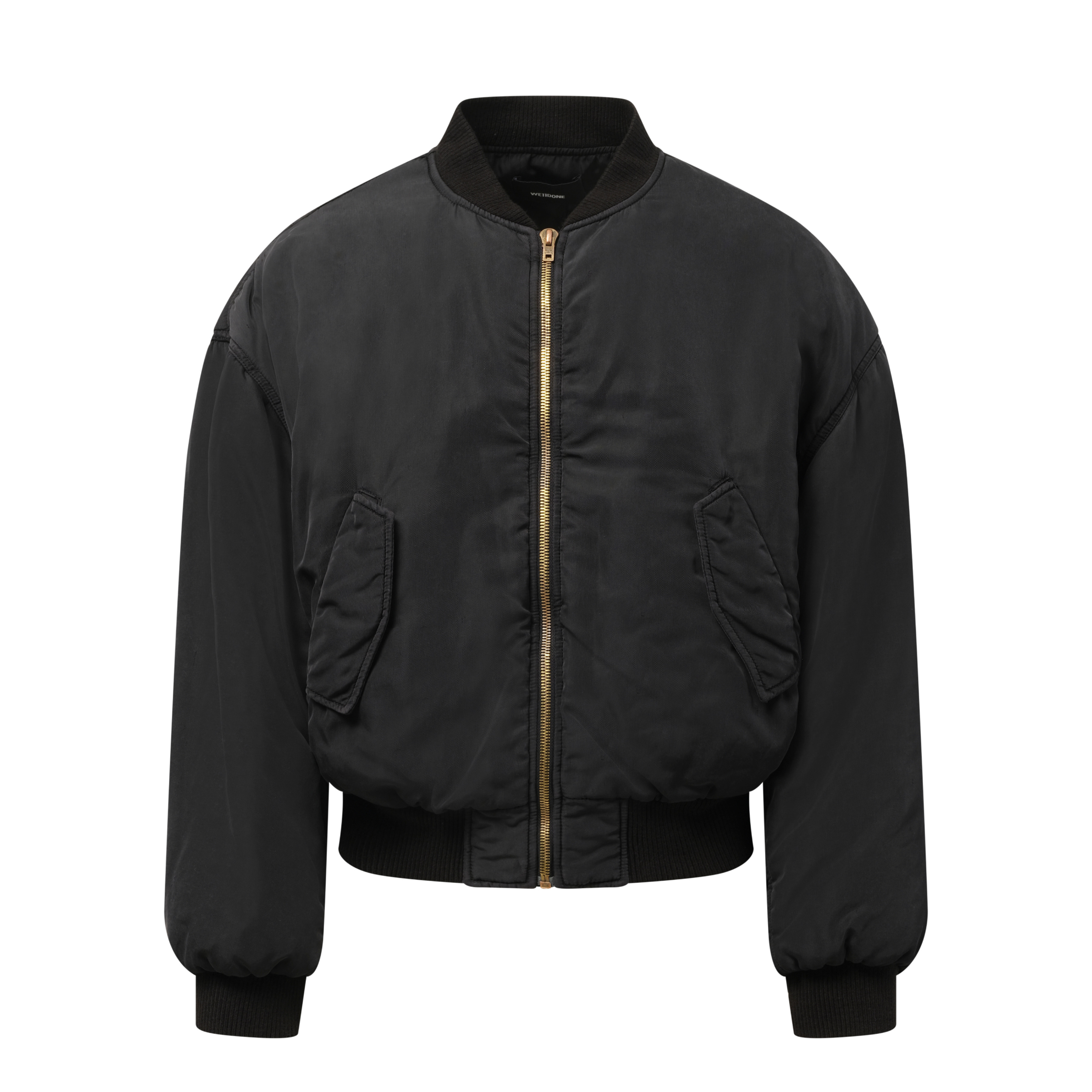 Curved Bomber Jacket in Black - 2