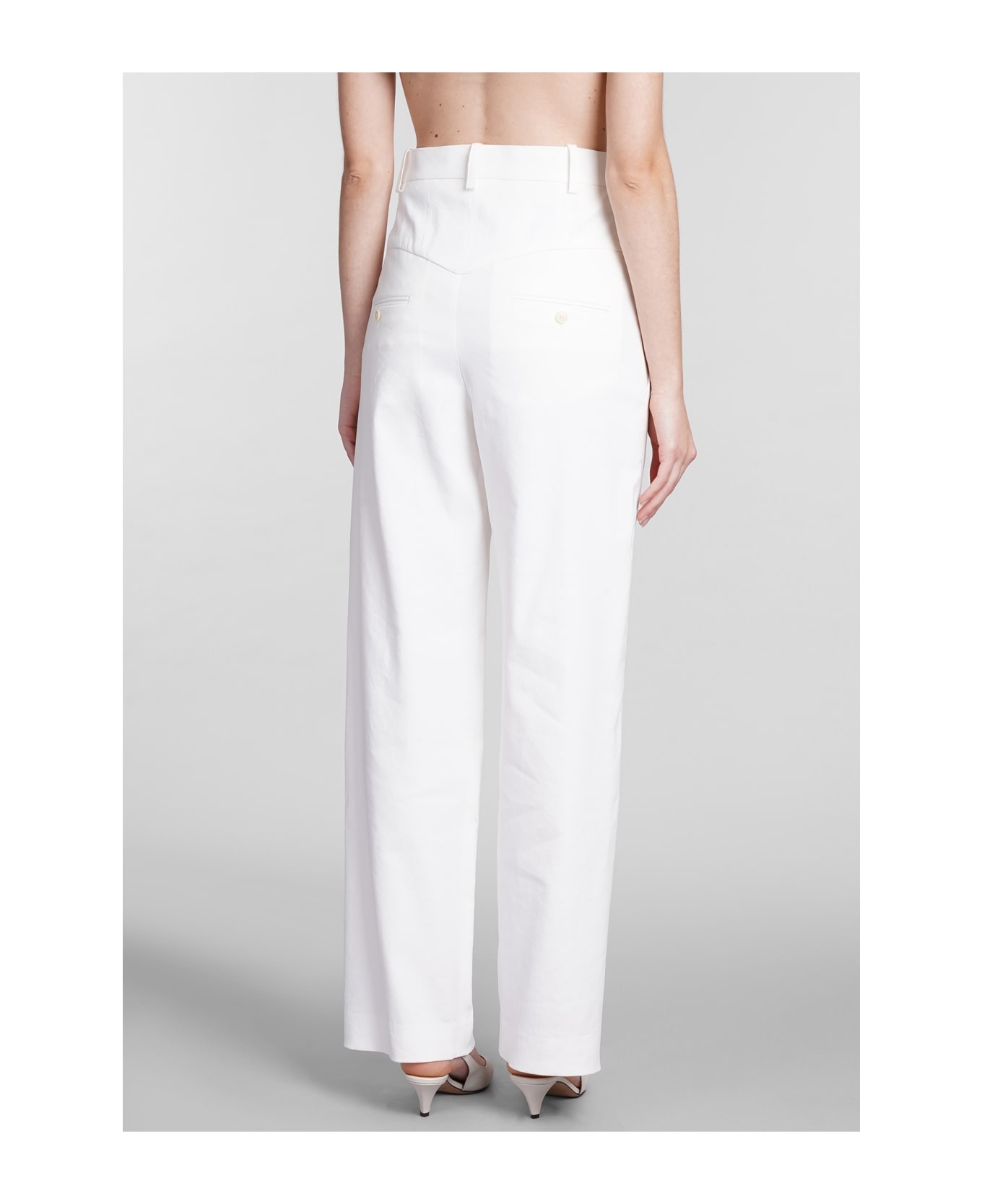 Staya Pants In White Cotton - 3