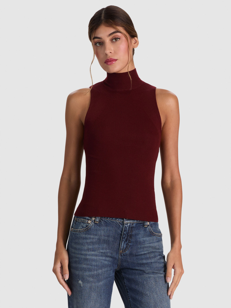 DARCEY WOOL SLEEVELESS TURTLENECK - COGNAC 2