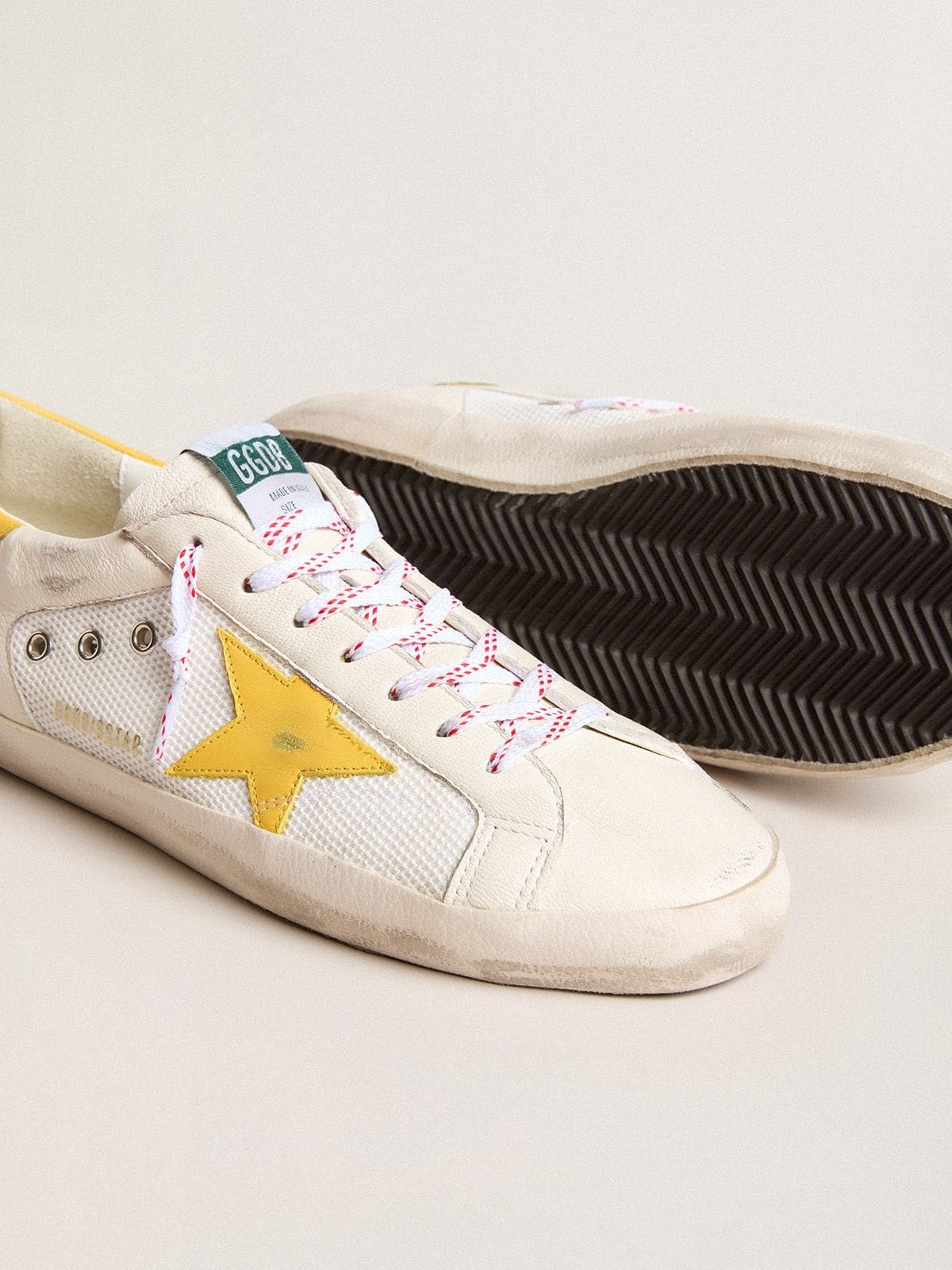 Men’s Super-Star in mesh and nappa leather with yellow leather star and heel tab - 3