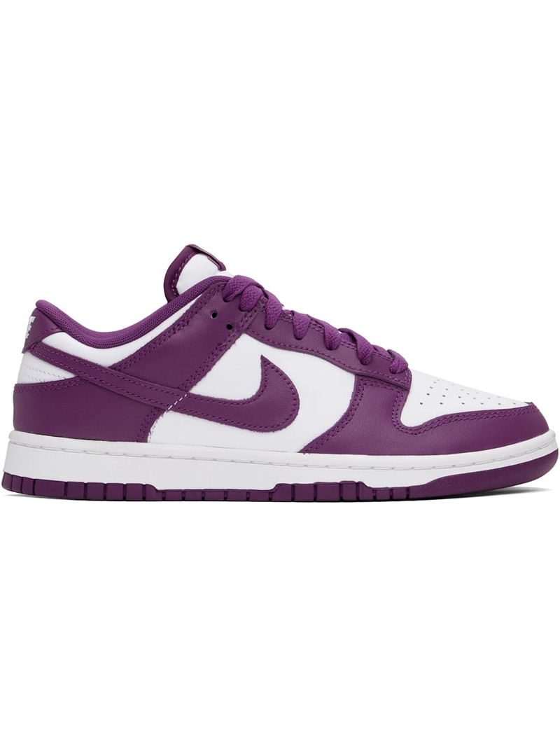 White & Purple Dunk Low Retro Sneakers - 1