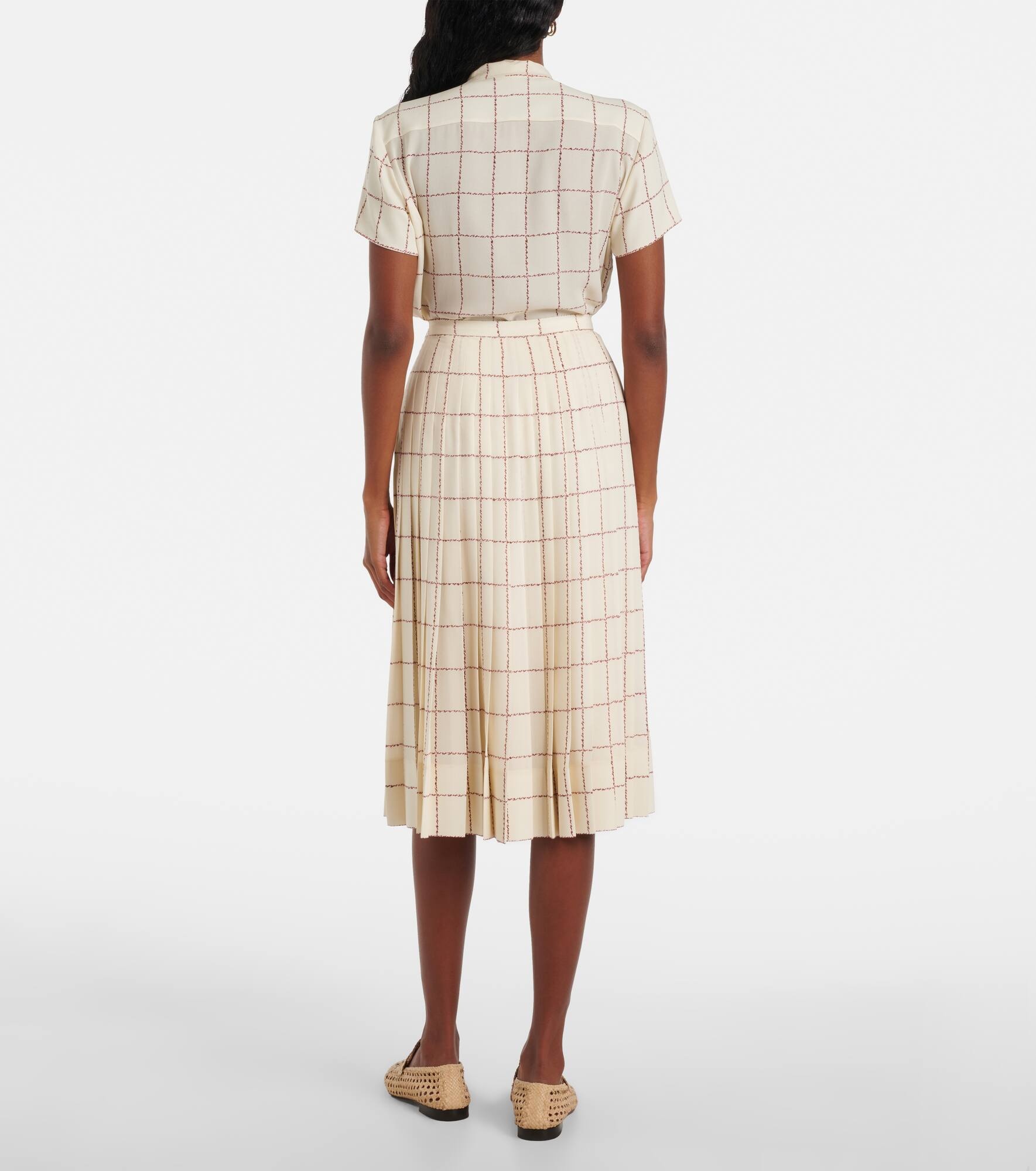 Clea pleated silk sablé midi skirt - 3