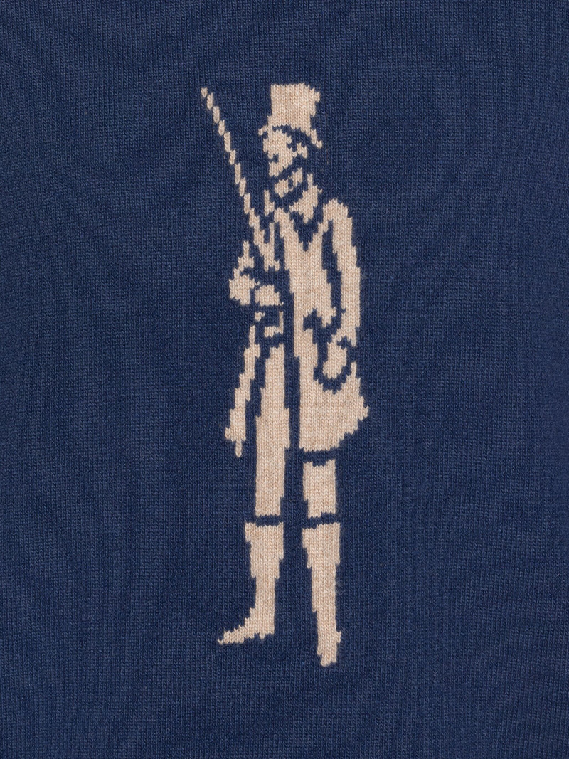 INDIGO MERINO WOOL & CASHMERE LOGO CREWNECK SWEATER 5