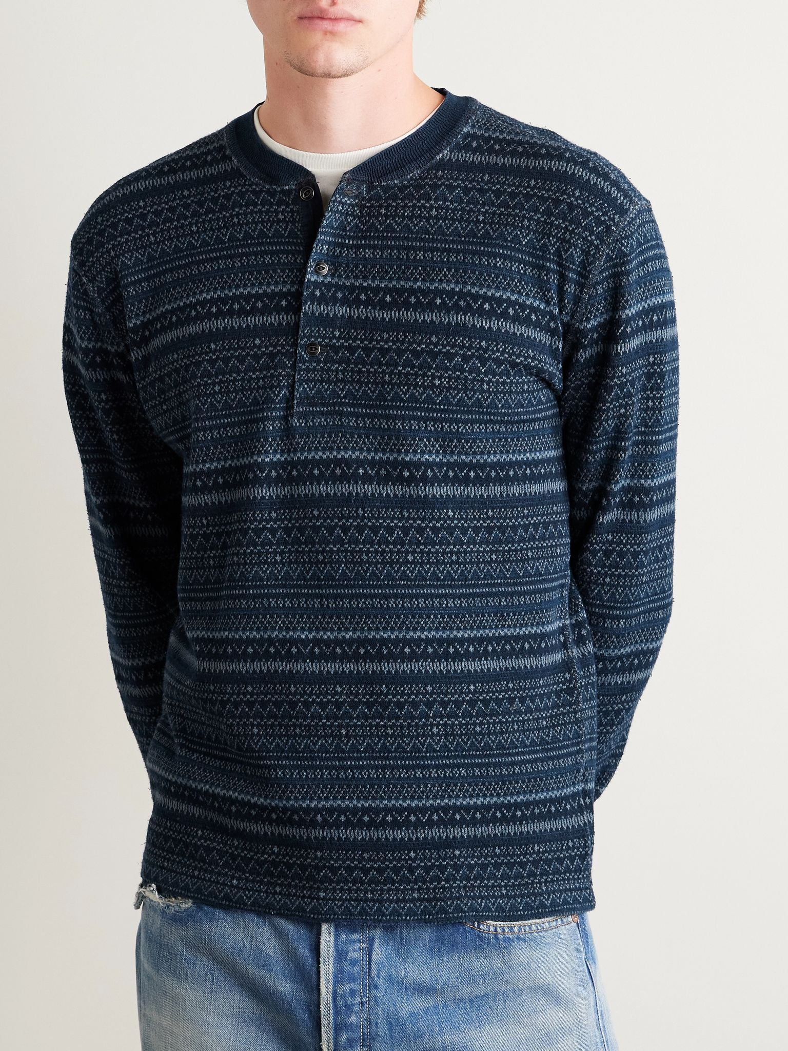 Jack Fair Isle Cotton Sweater Blue - 3