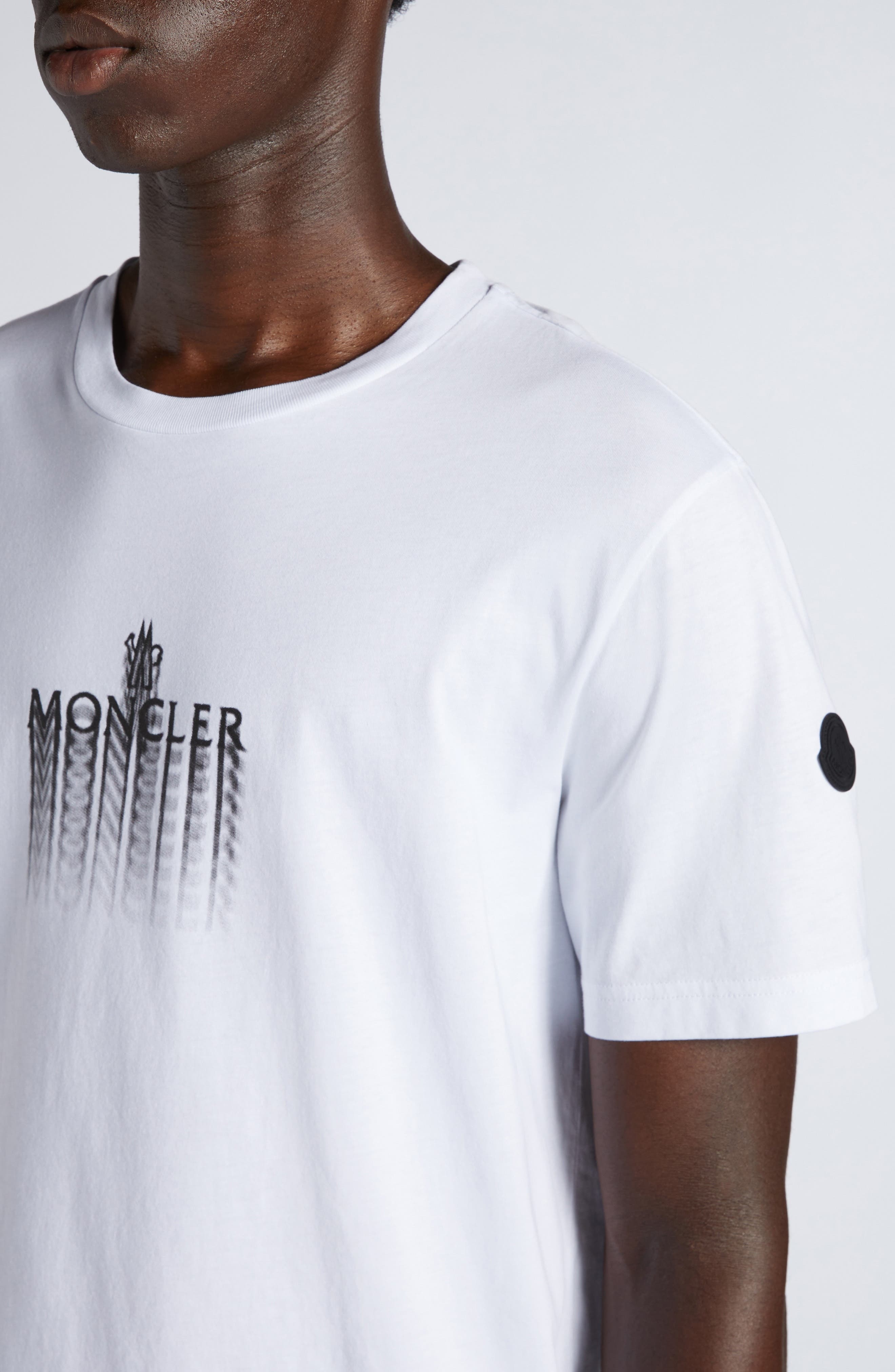 Moncler Logo Patch Cotton Graphic T-Shirt in Brilliant White at Nordstrom - 4