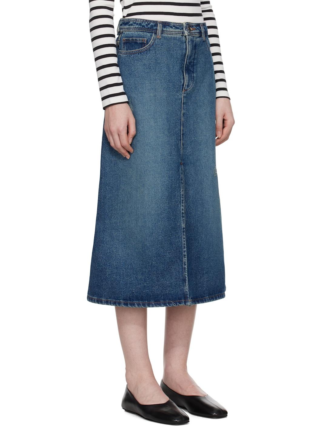 Indigo Georgia Denim Midi Skirt - 2