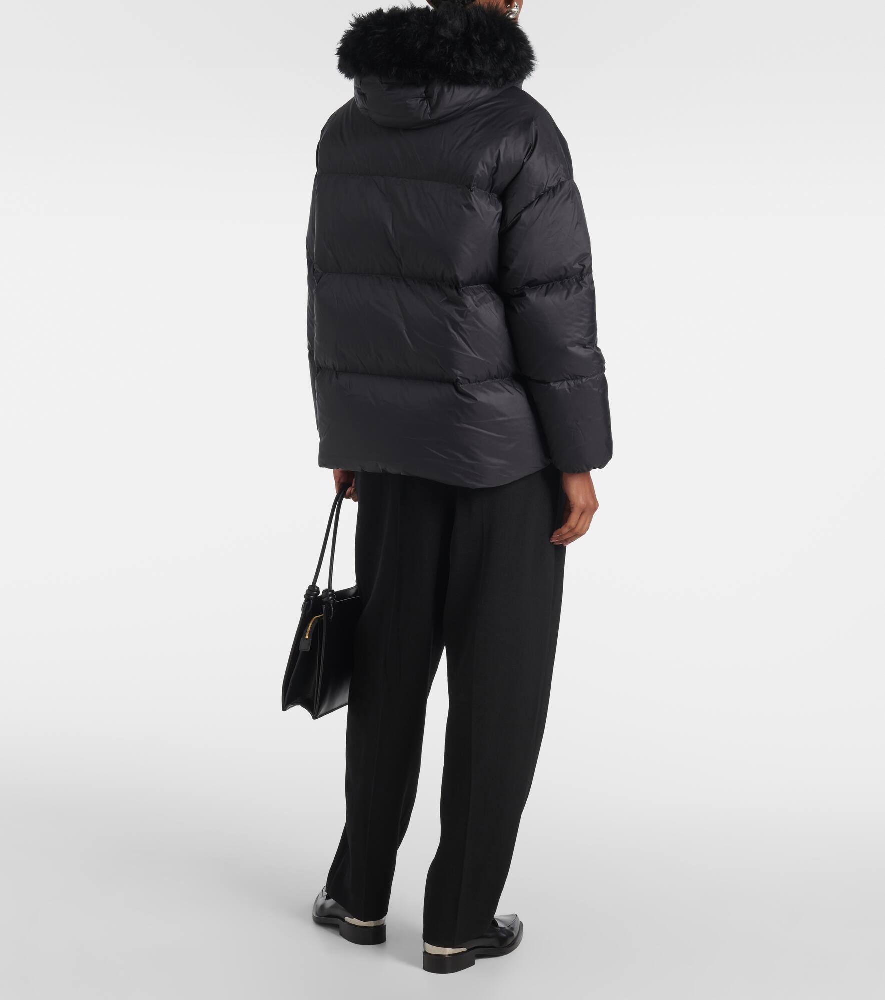 Shearling-trimmed down jacket - 3