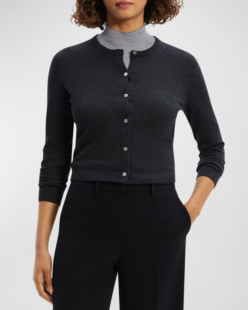Theory Regal Merino Wool Cropped Cardigan outlook