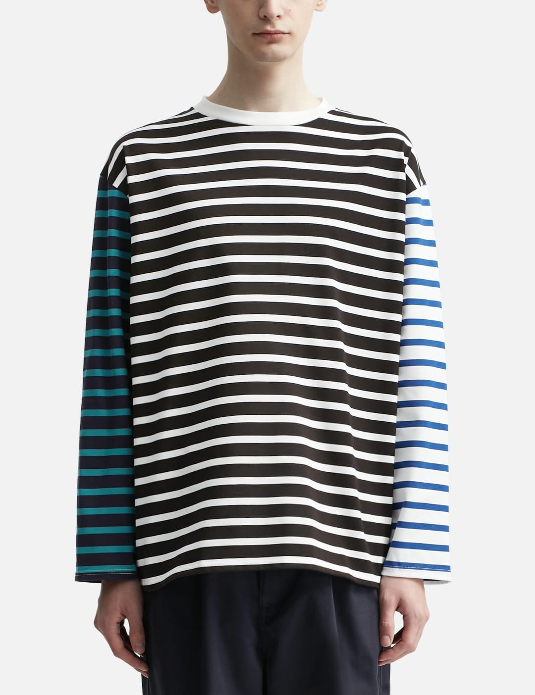 BORDER MIX L/S BAGGY T-SHIRT - 3