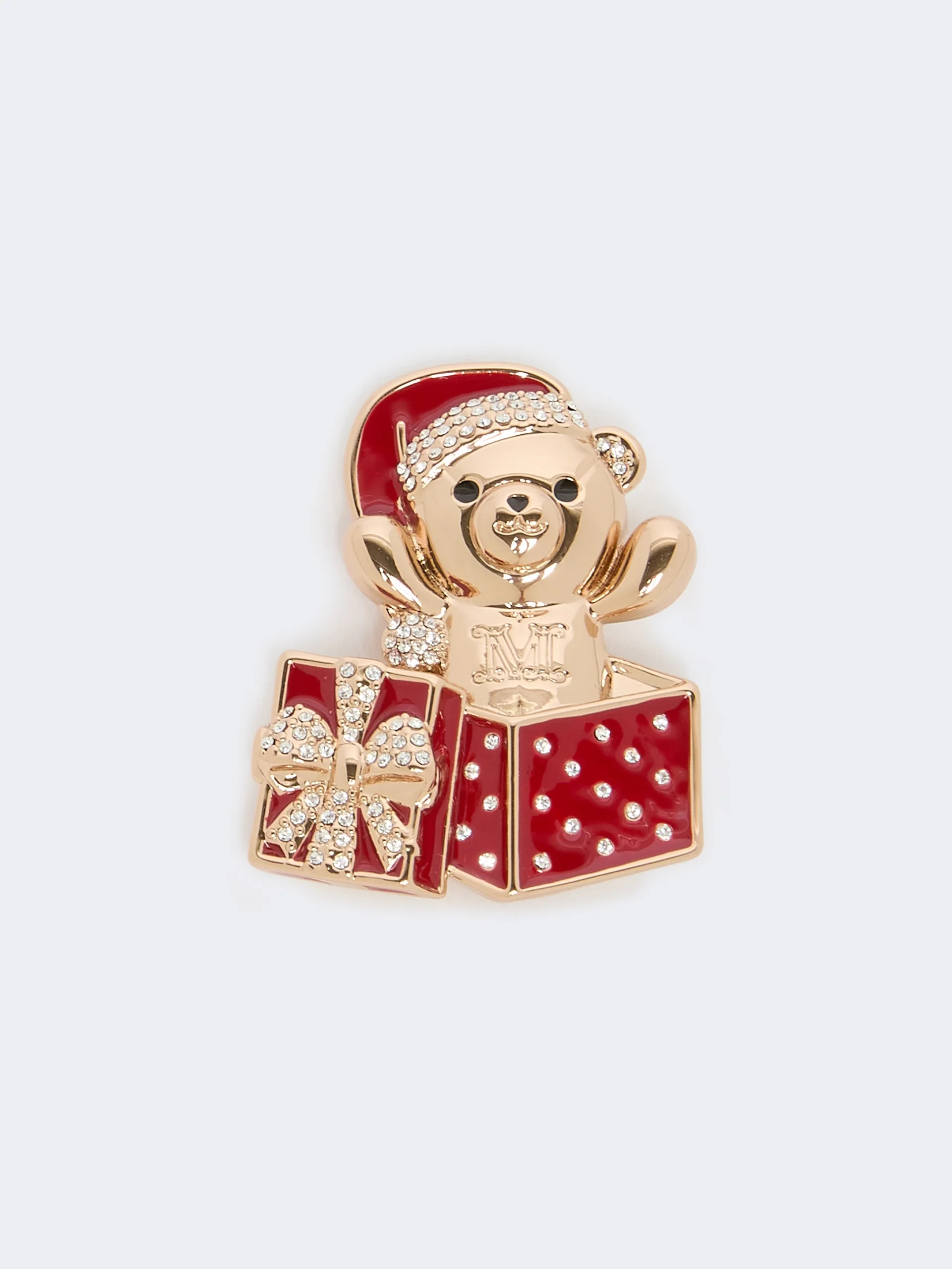 SHINY Metal teddy bear brooch - IVORY - 1