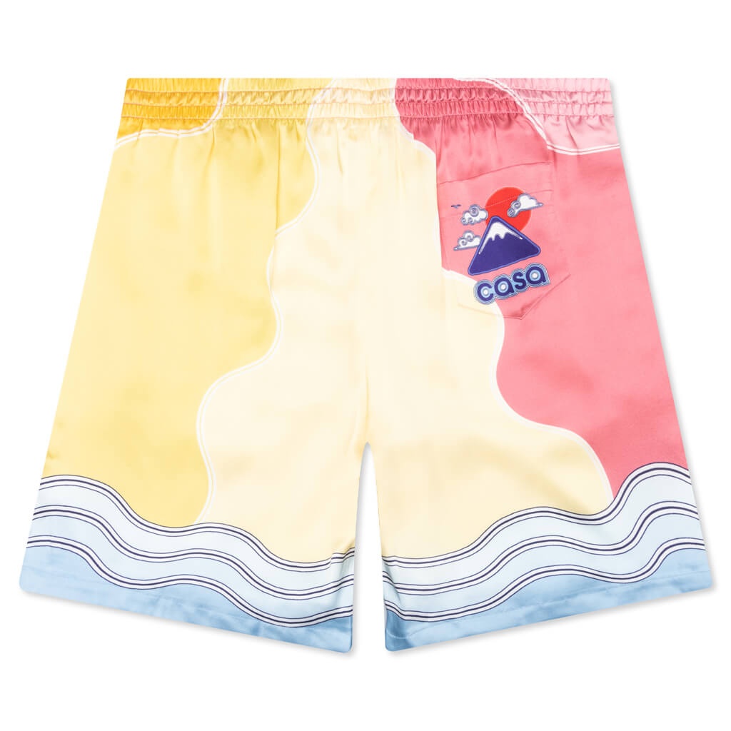 CASABLANCA SOLEIL LEVANT SILK SHORTS W/DRAWSTRINGS - MULTI - 2