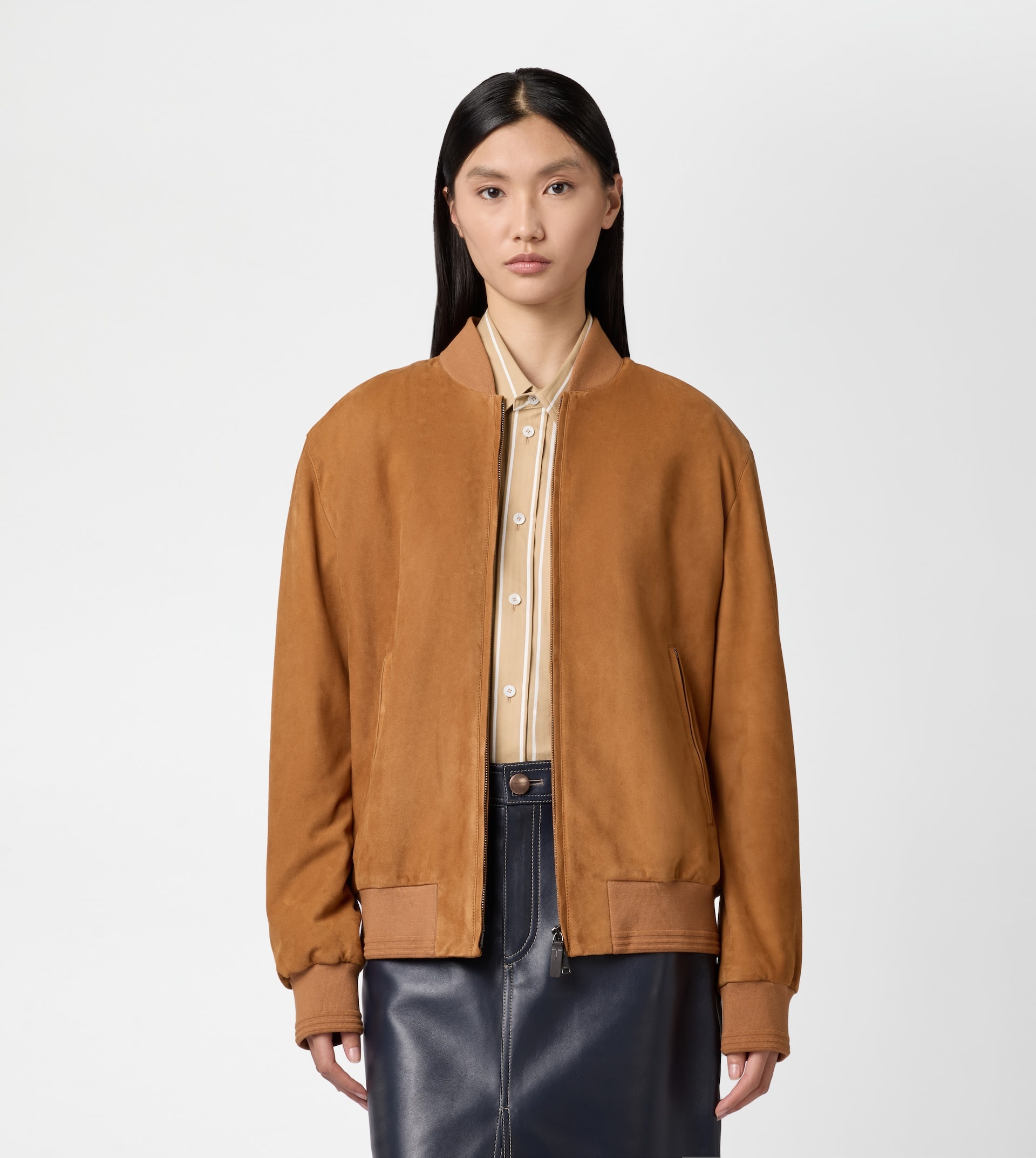 PASHMY BOMBER JACKET IN SUEDE - ORANGE - 9