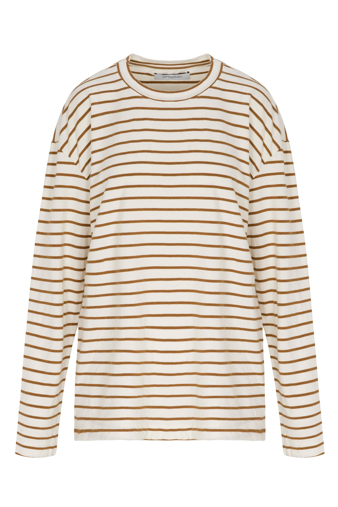 CAMEL STRIPED LONG SLEEVE OVERSIZED TEE - 5