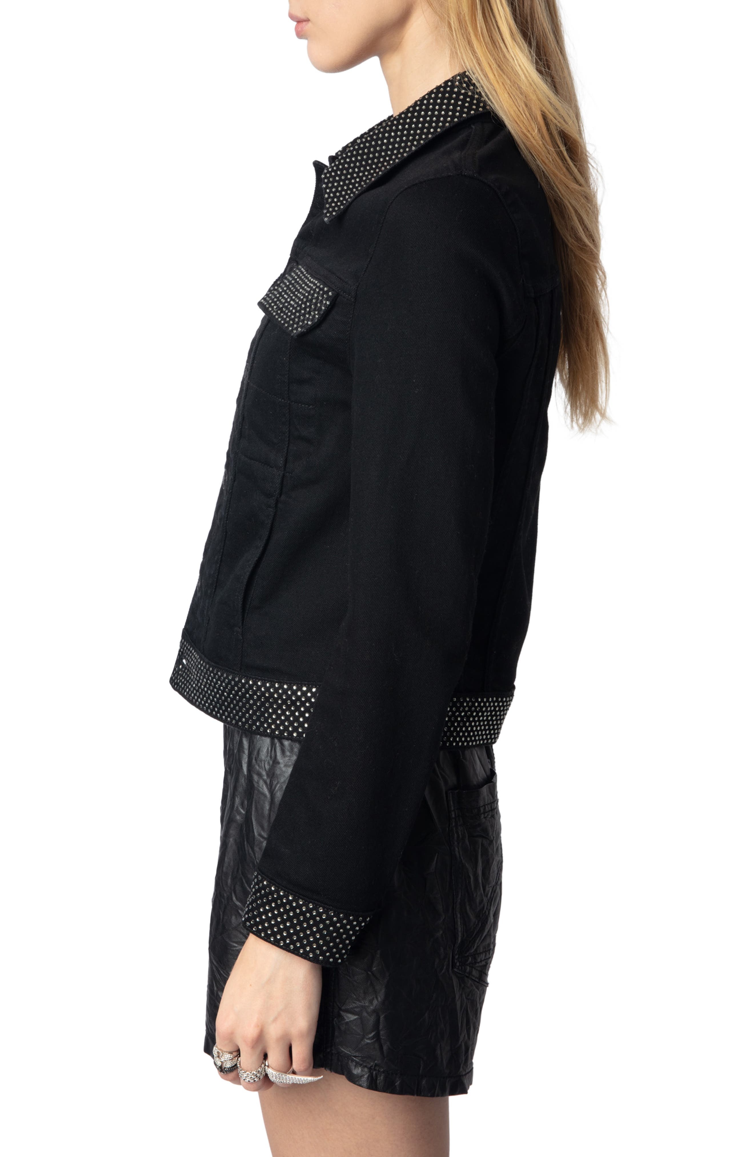 Zadig & Voltaire Kioky Denim Jacket in Black at Nordstrom - 3