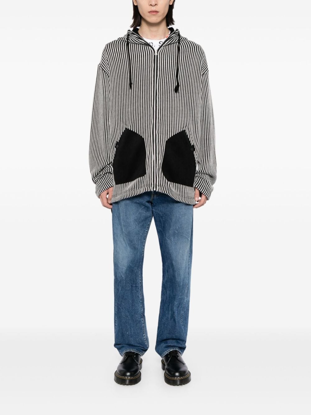 striped knitted hoodie - 2