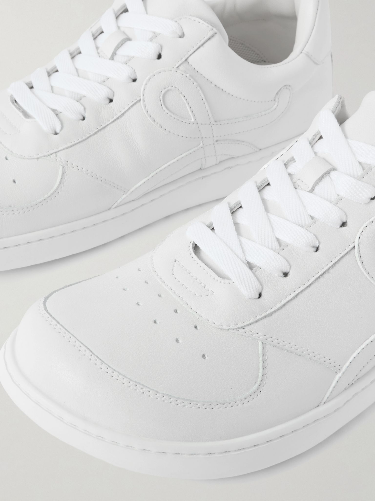 Jambo Logo-Appliquéd Leather Sneakers White - 5