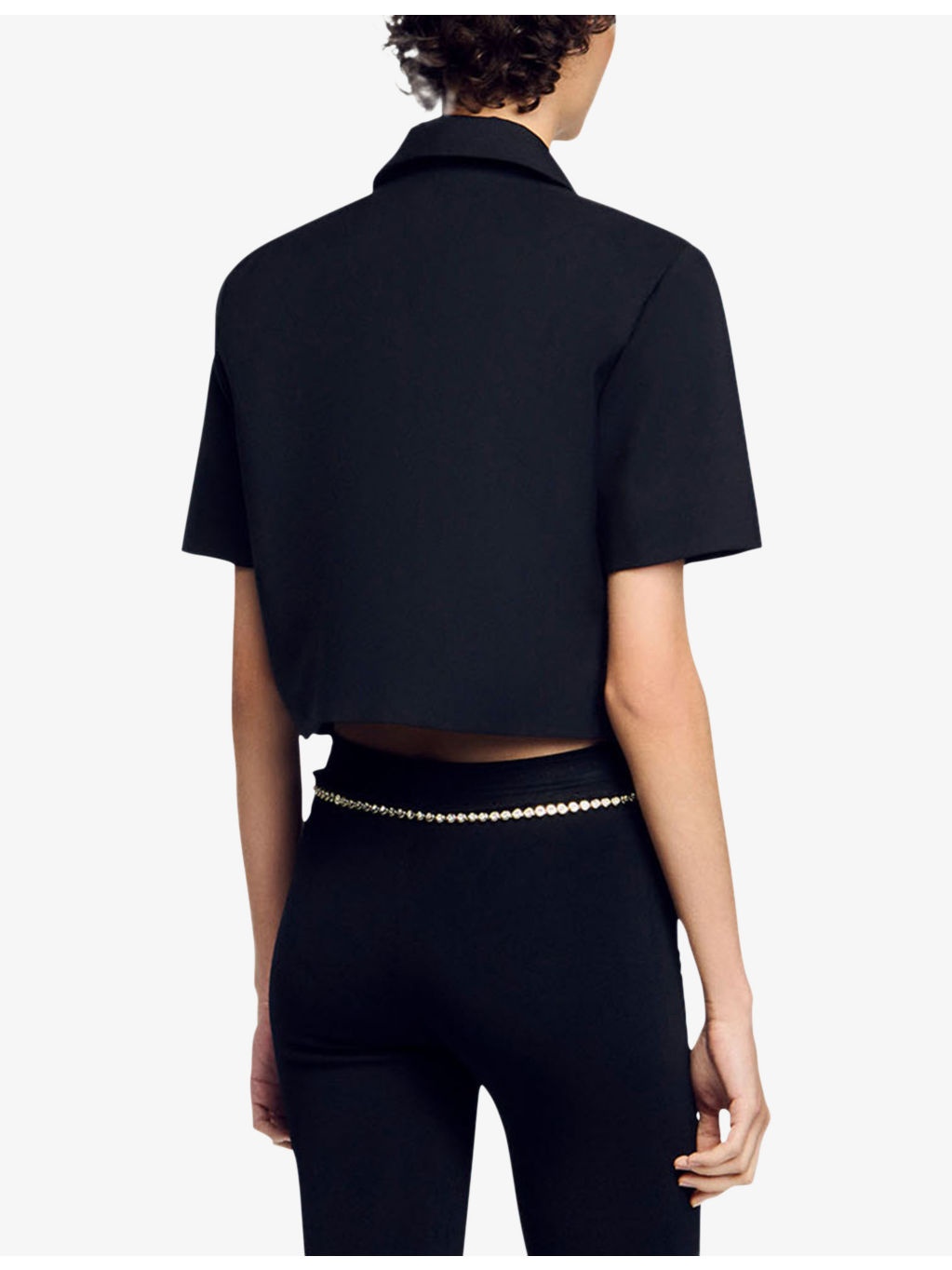 Short-sleeved cropped wool-blend jacket - 4