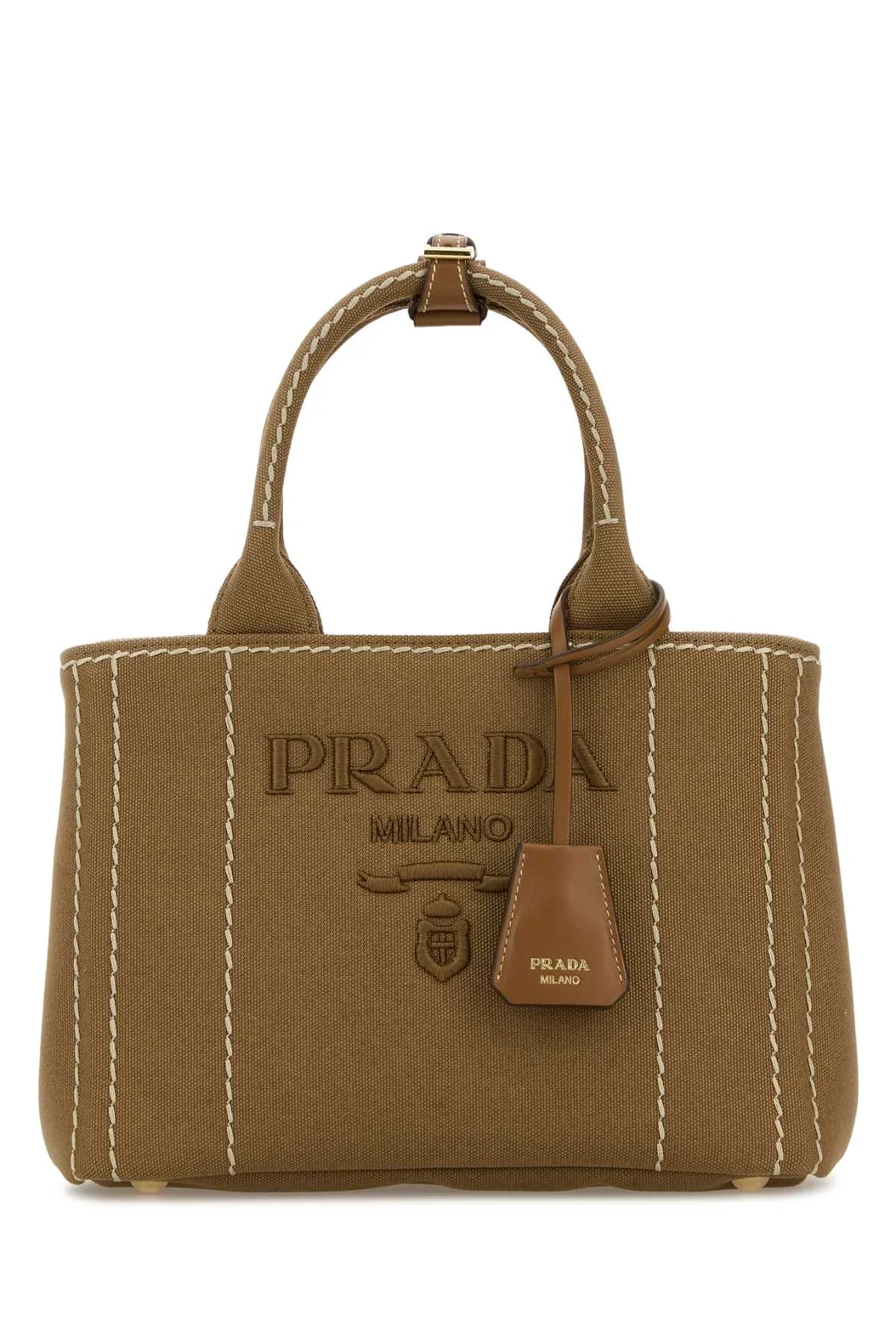 Prada Women Camel Canvas Handbag - 1