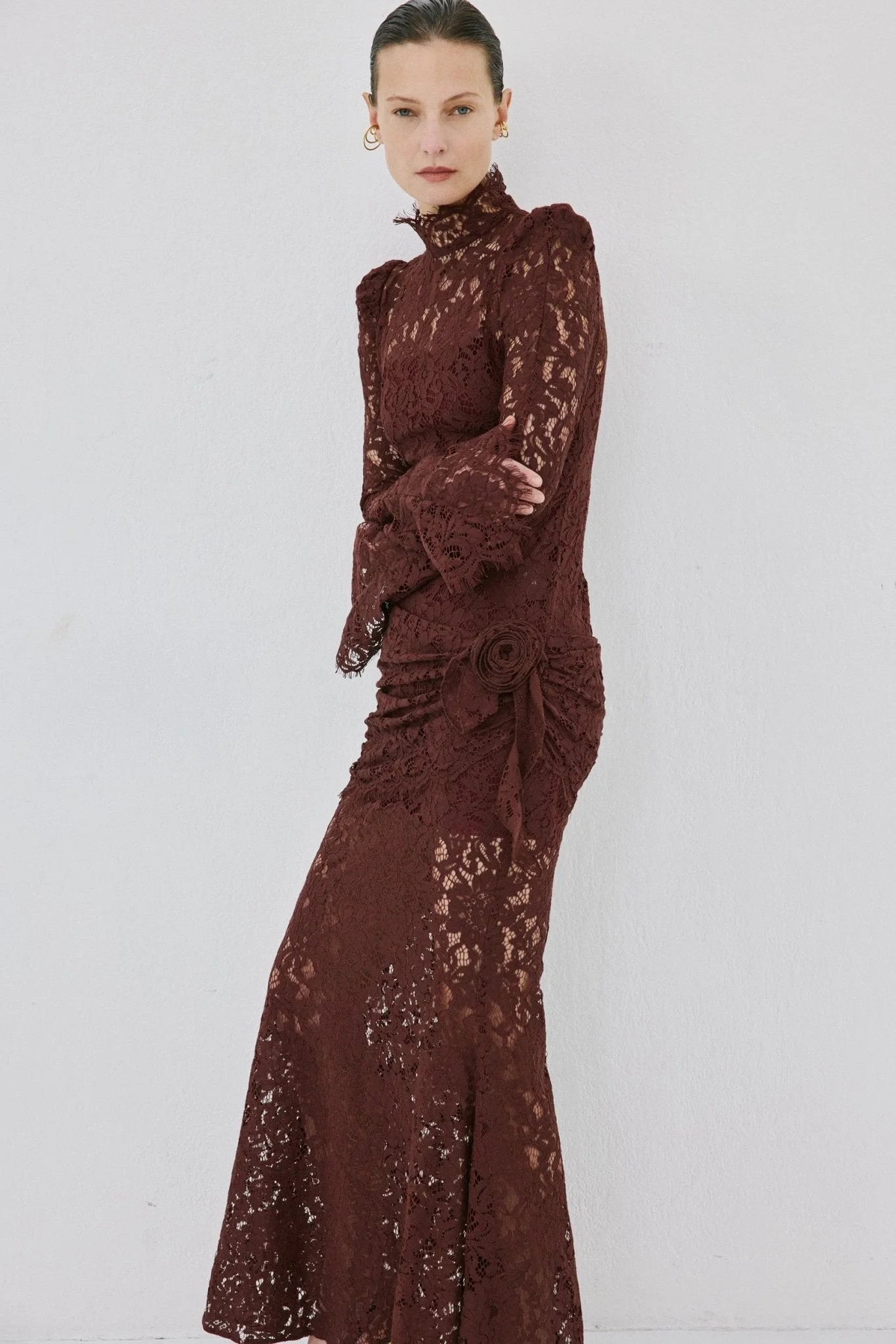 BODITA MAXI DRESS IN PLUM COTTON LACE - 1