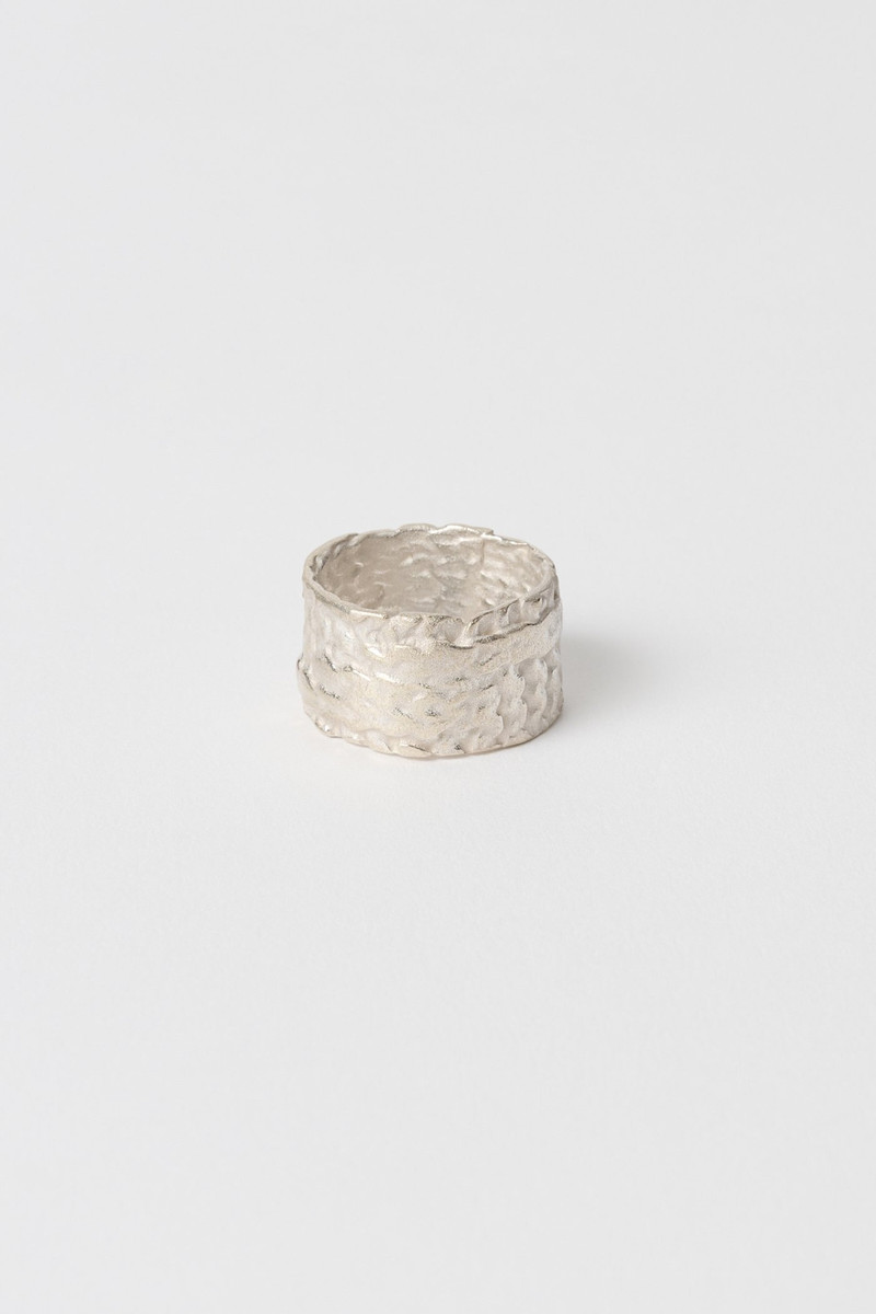 Casted Knit Ring Frosted White Sterling Silver 1